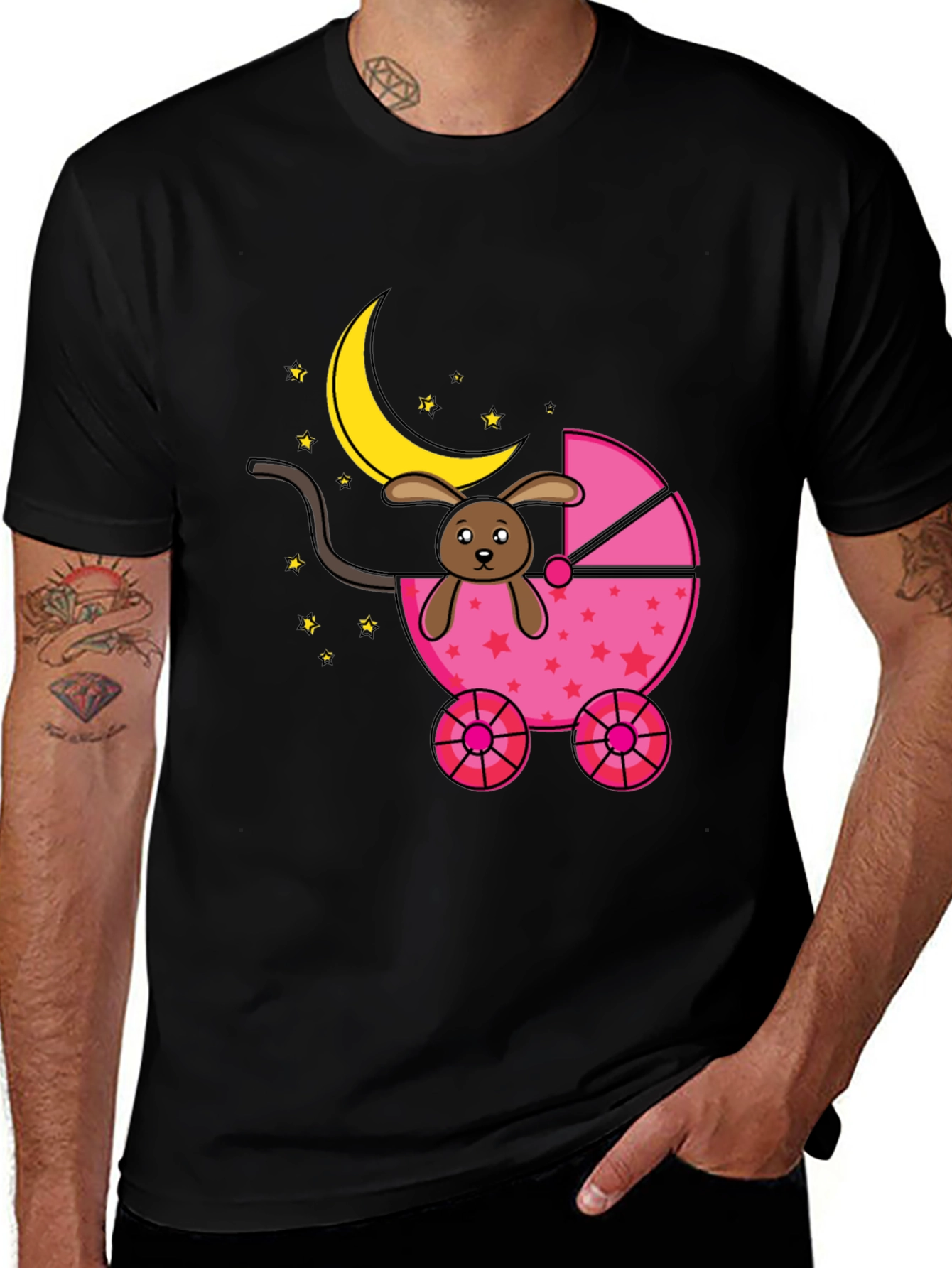 Bunny in Pink Stroller Graphic Tee