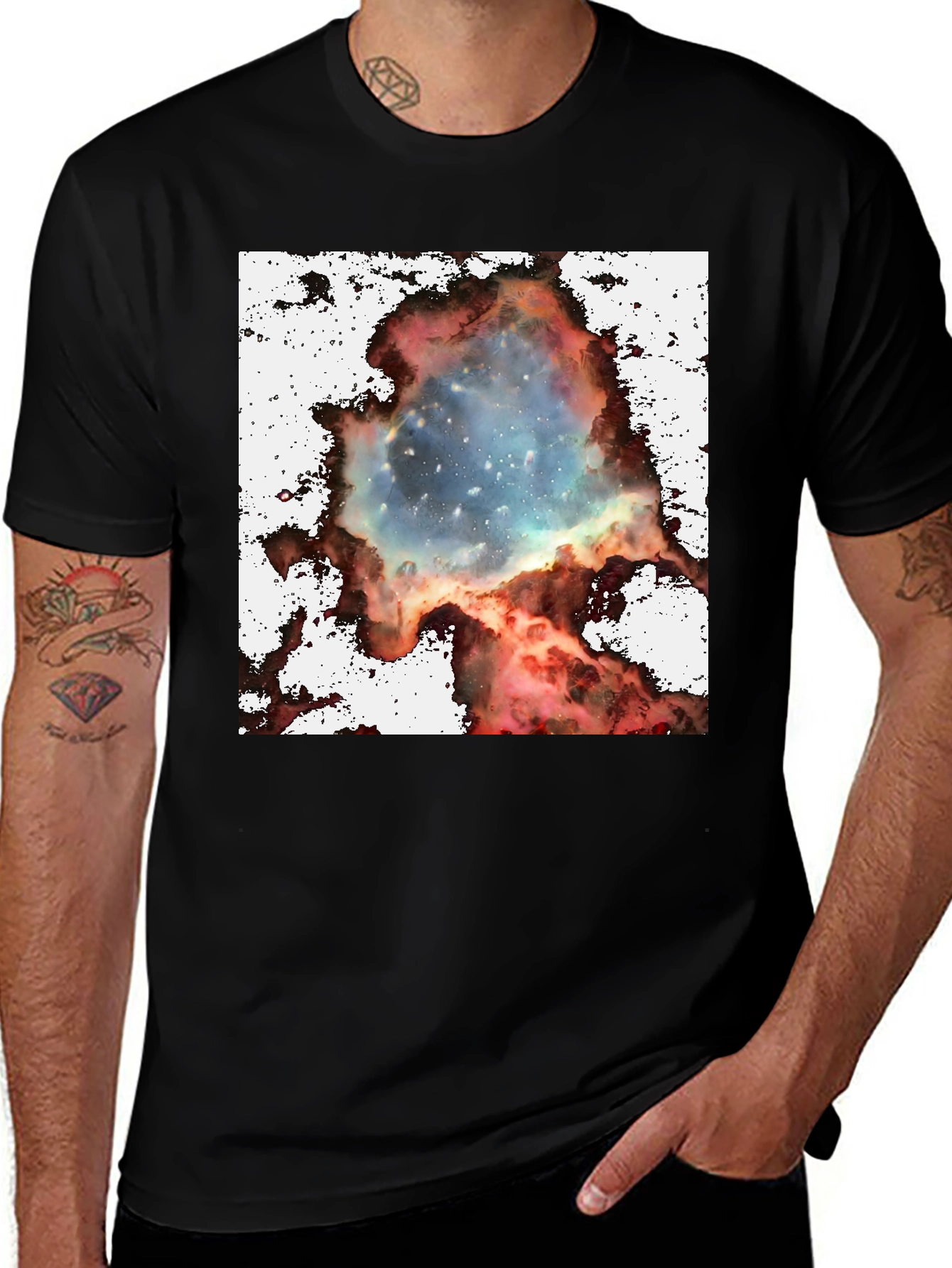 Variant 23 of Nebula Print Black T-Shirt