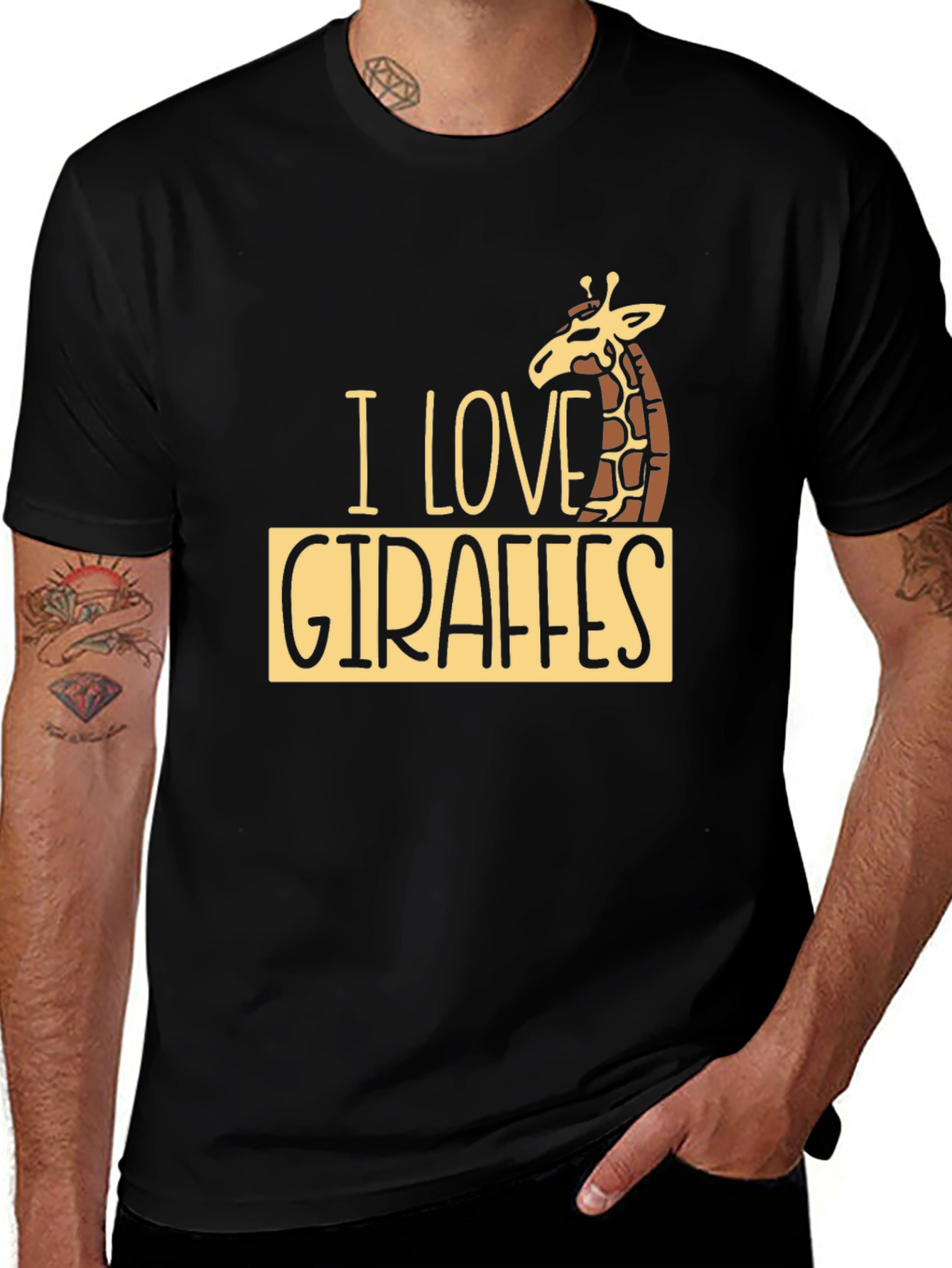 Variant 16 of I Love Giraffes Black T-Shirt