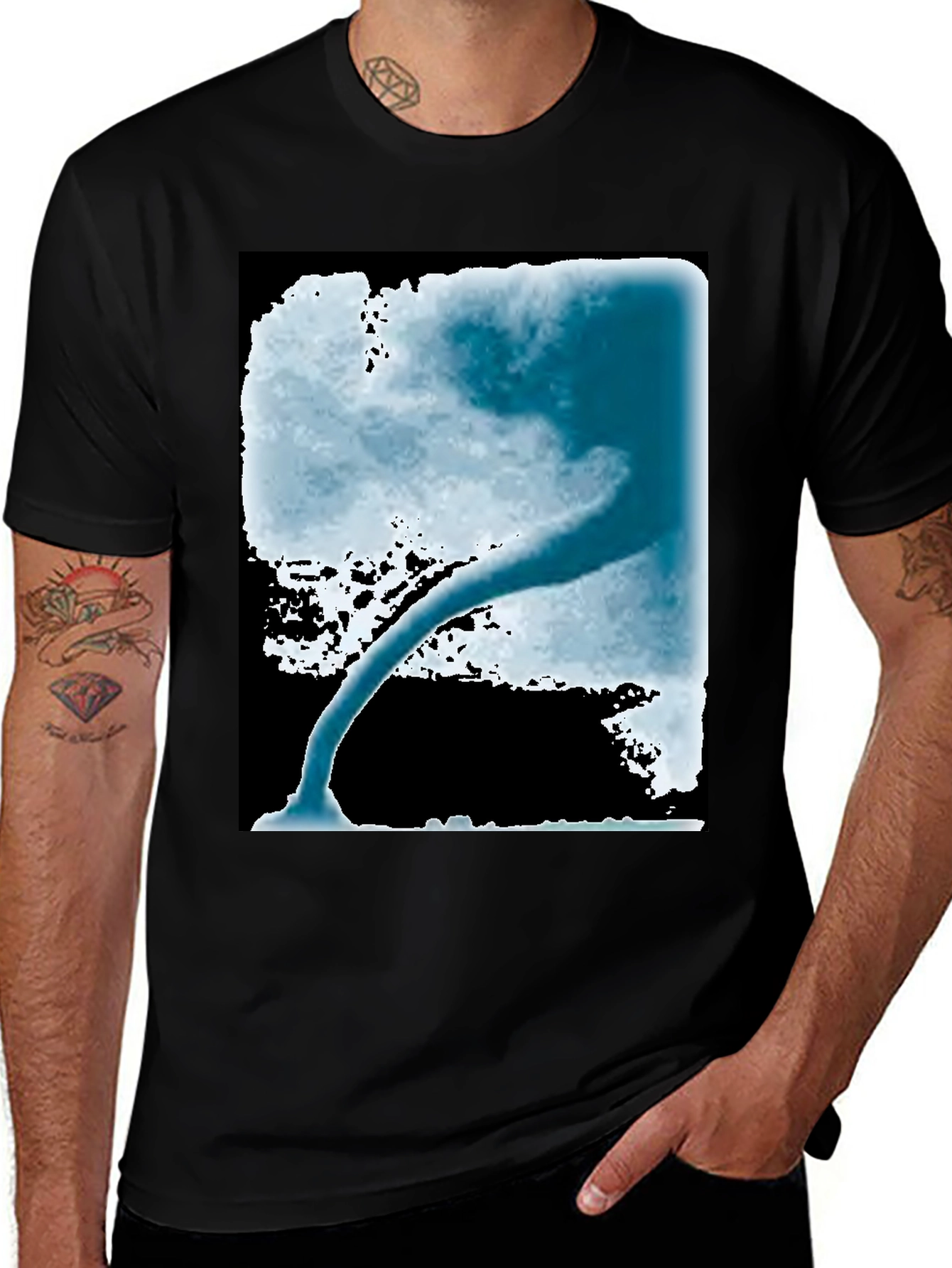 Variant 18 of Tornado Graphic Print Black T-Shirt