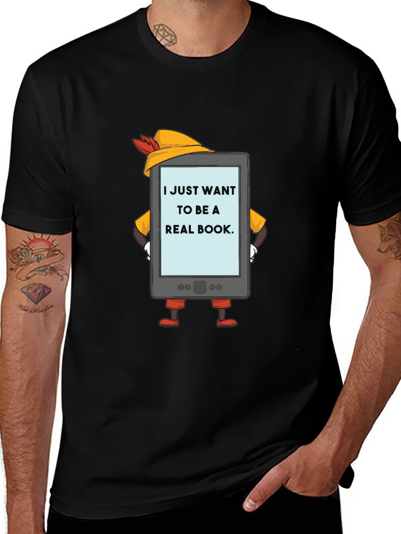 Variant 17 of Funny E-Reader T-Shirt - I Just Want to Be A Real Book