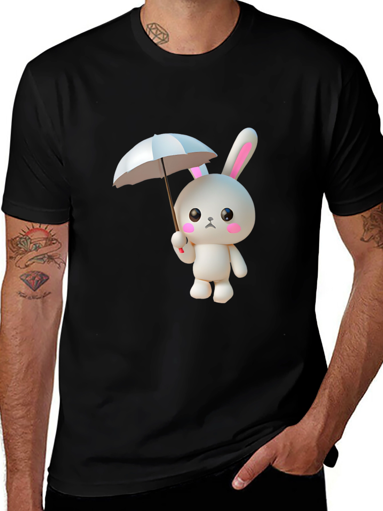 Variant 21 of Cute Bunny with Umbrella Graphic T-Shirt