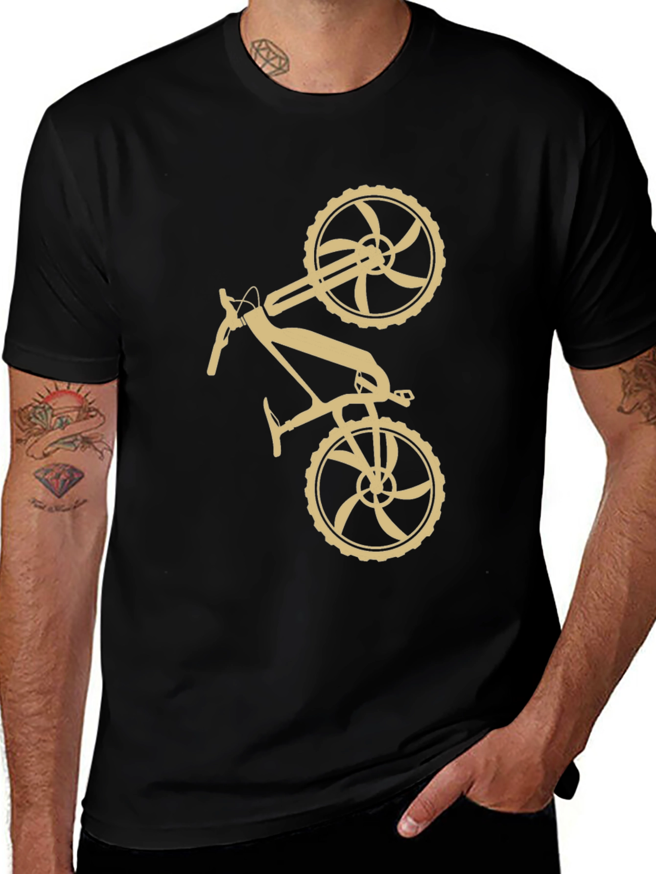Variant 2 of Mountain Bike Graphic Tee - Black Cotton