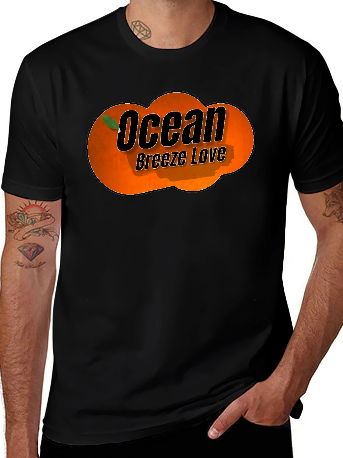 Variant 26 of Ocean Breeze Love Black Graphic Tee