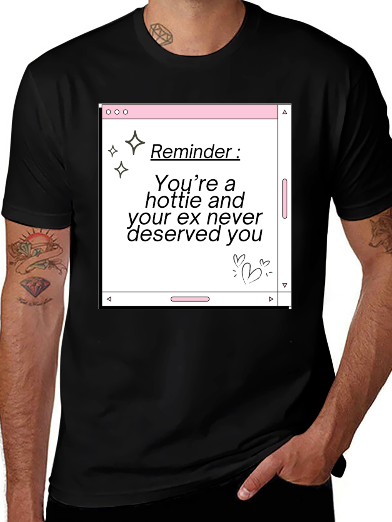 Variant 5 of Reminder Hottie Ex T-Shirt - Black Crew Neck