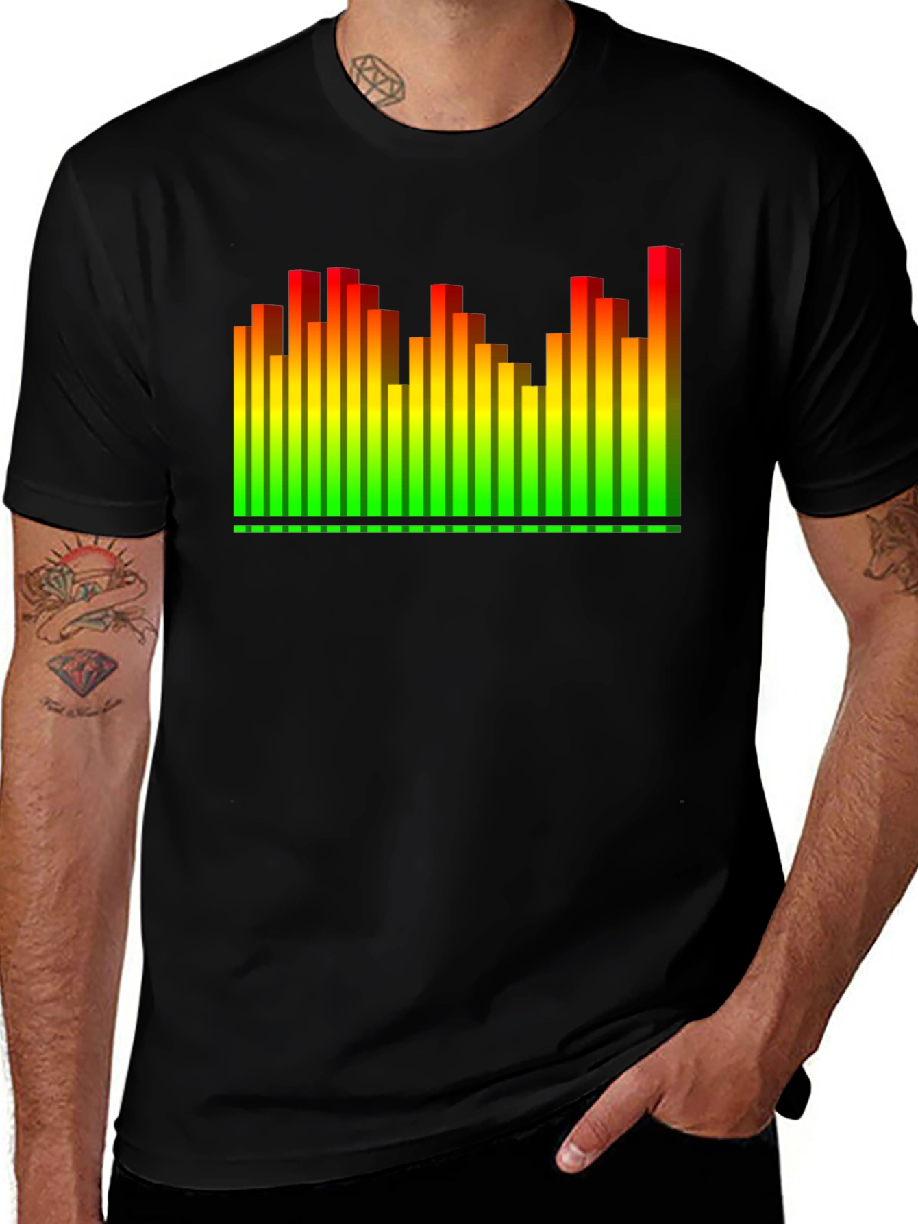 Variant 7 of Equalizer Graphic T-Shirt - Black Crew Neck Tee