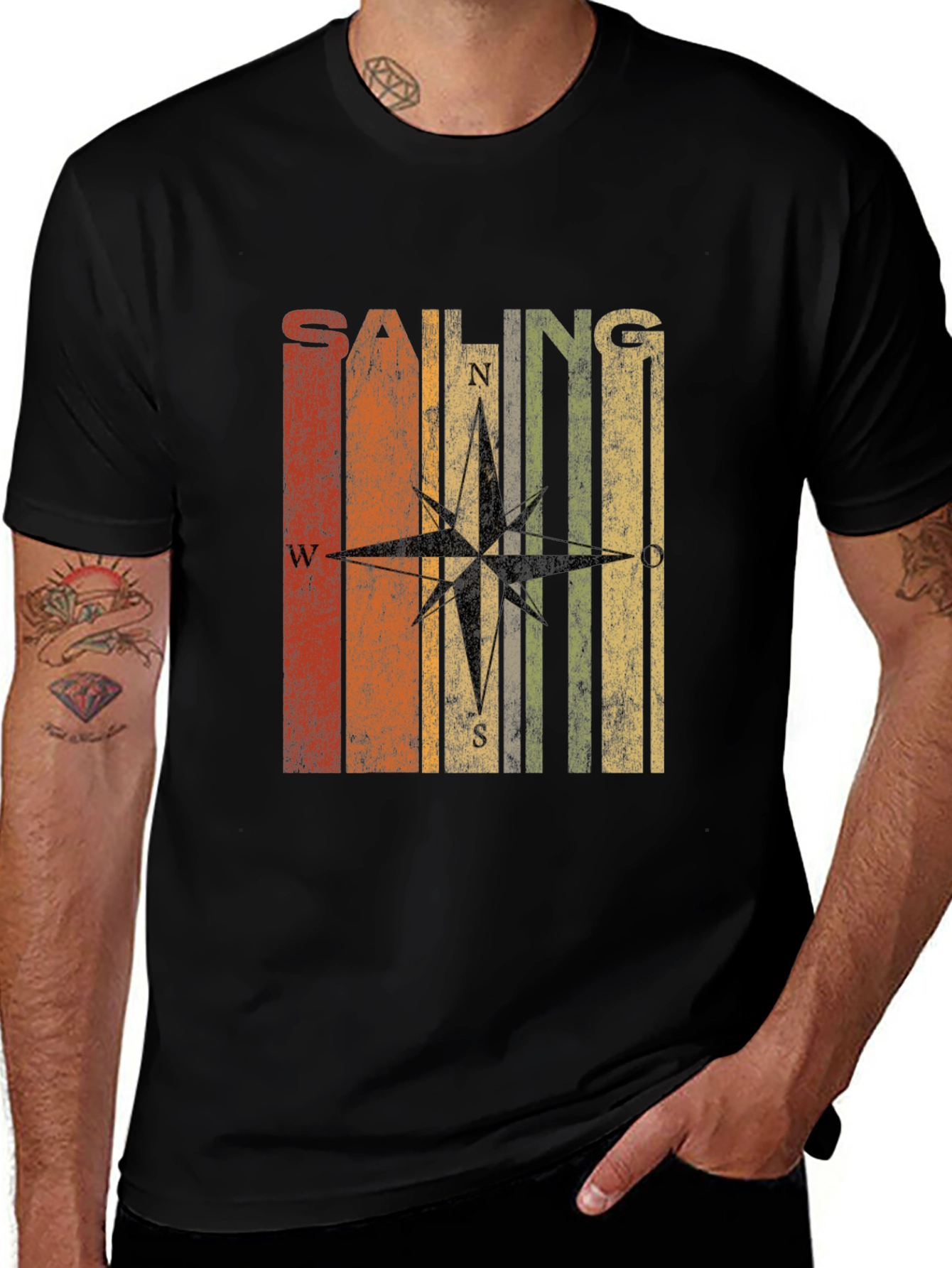 Variant 6 of Retro Sailing Compass T-Shirt