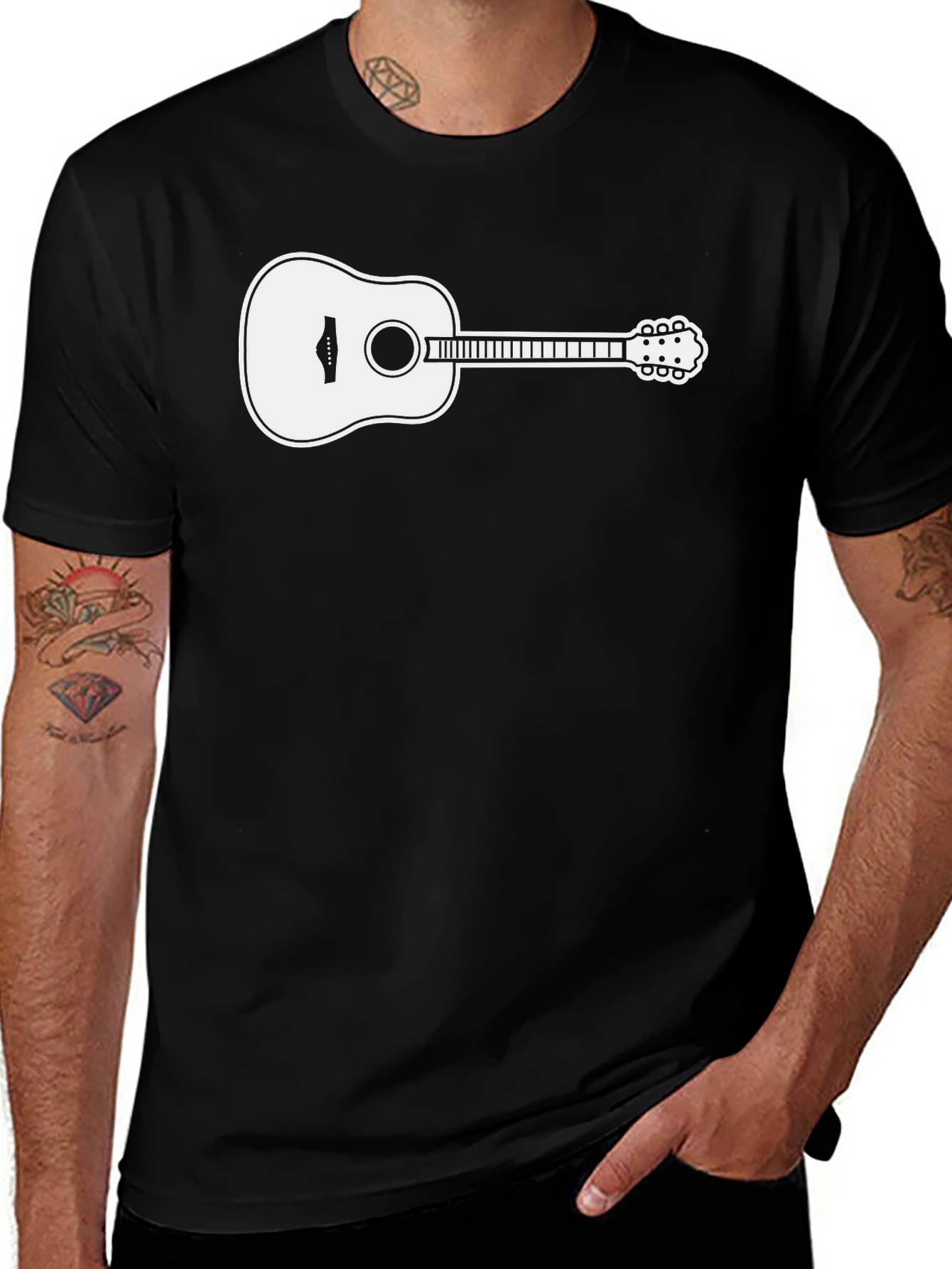 Variant 30 of Guitar Graphic Black T-Shirt - Musician Tee