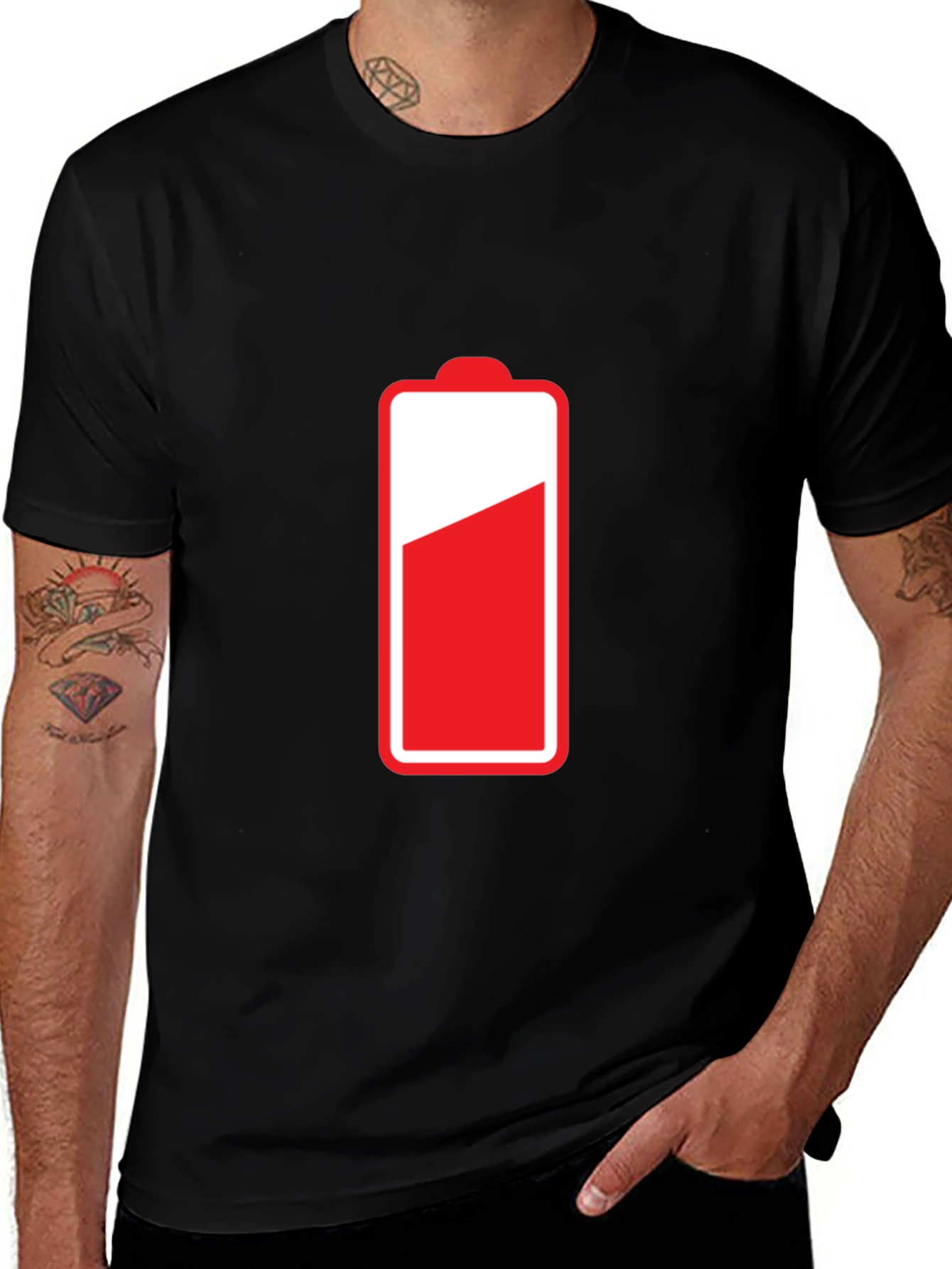 Low Battery Black T-Shirt - Recharge Your Style!