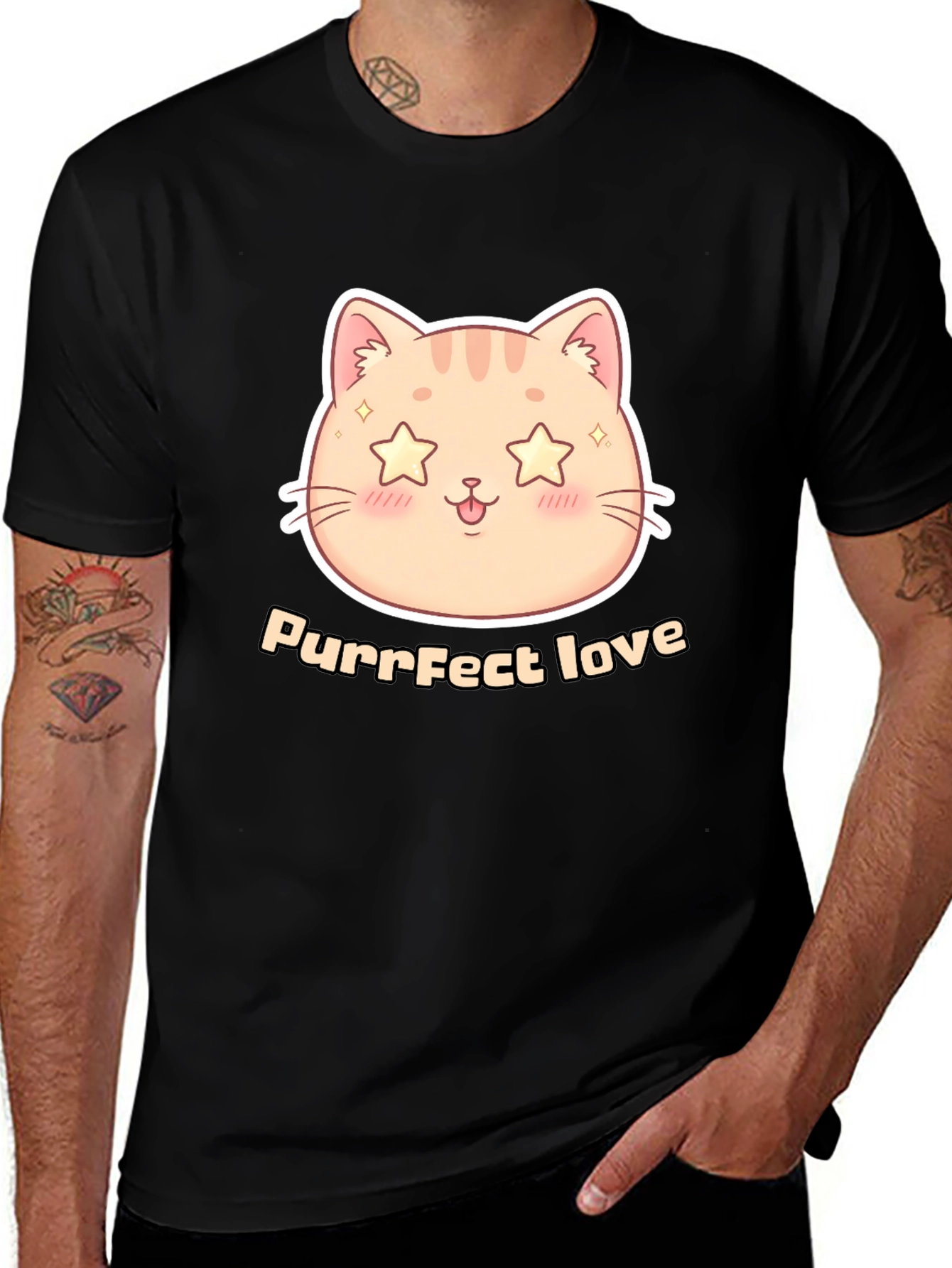 Variant 20 of Purrfect Love Cat Graphic T-Shirt - Black