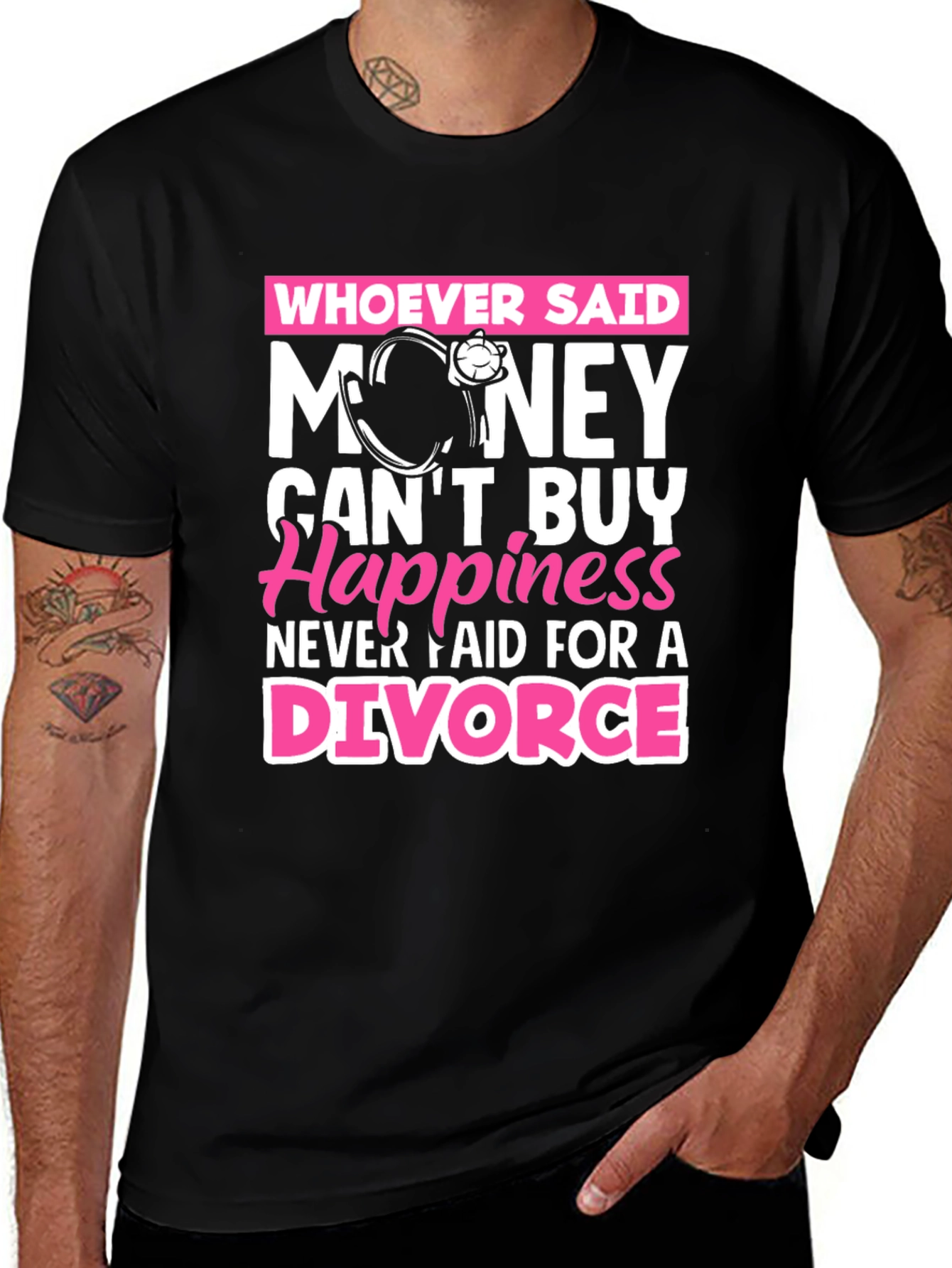 Black Money Can't Buy Happiness Divorce T-Shirt main image