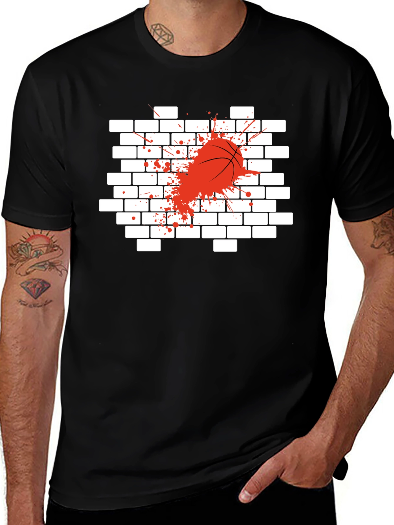 Variant 19 of Basketball Through Wall Graphic Tee