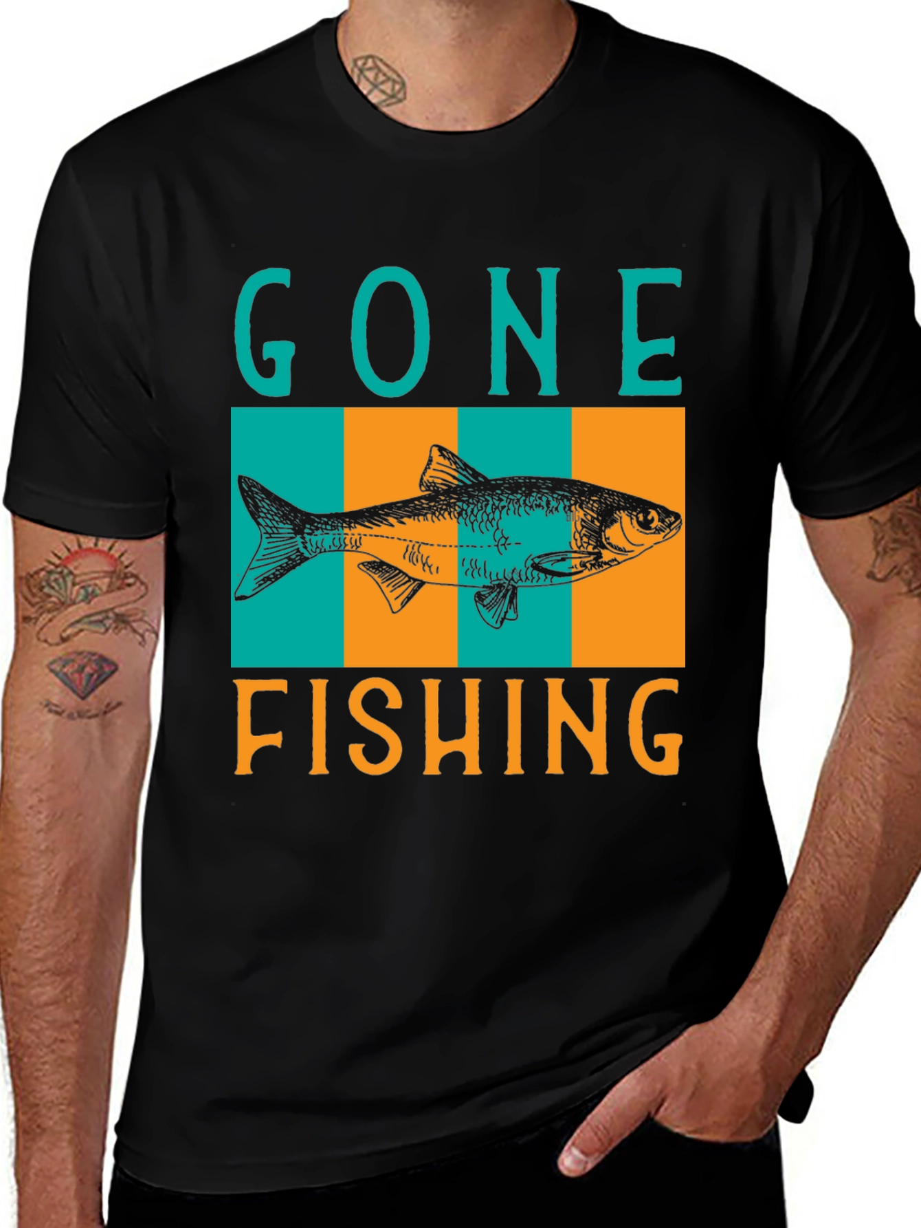 Variant 27 of Gone Fishing Graphic Tee - Perfect for Anglers
