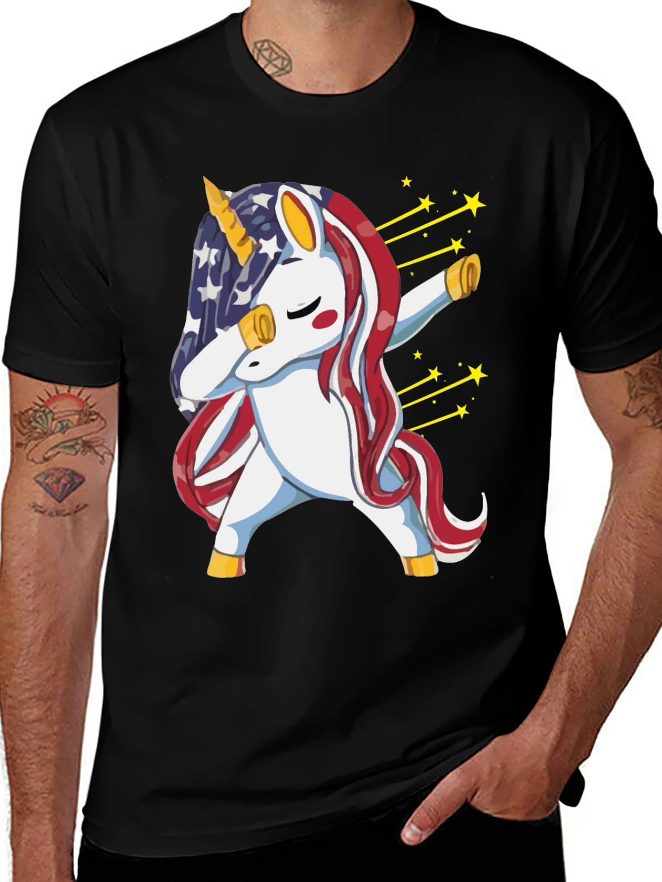 Variant 15 of Patriotic Dabbing Unicorn Graphic Tee