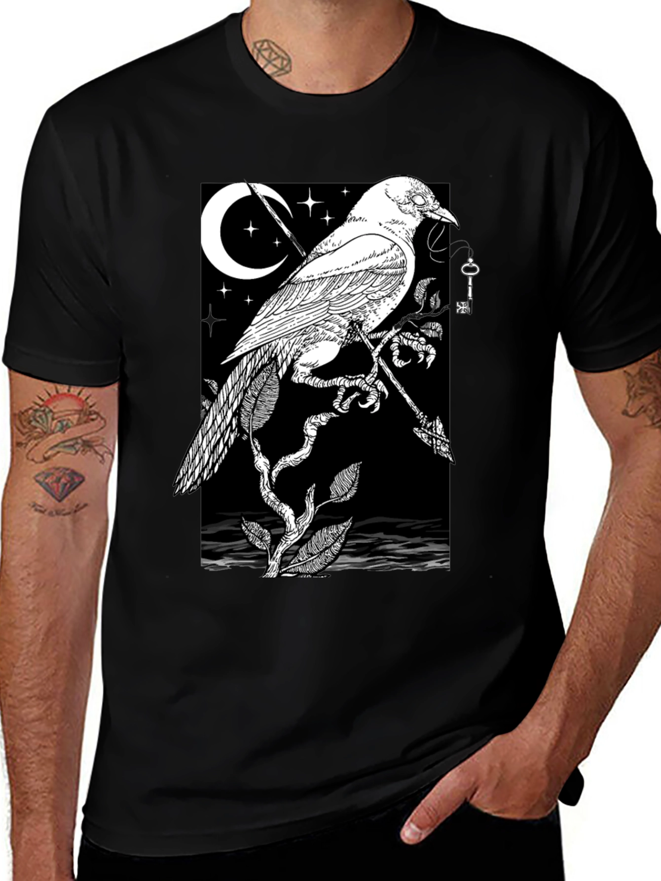 Variant 7 of Raven Moon Graphic Tee - Black