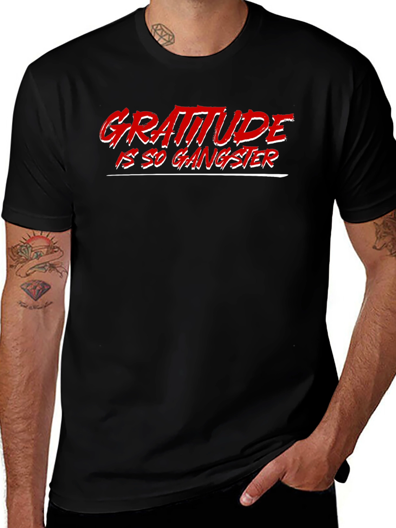 Variant 5 of Gratitude is so Gangster Black T-Shirt