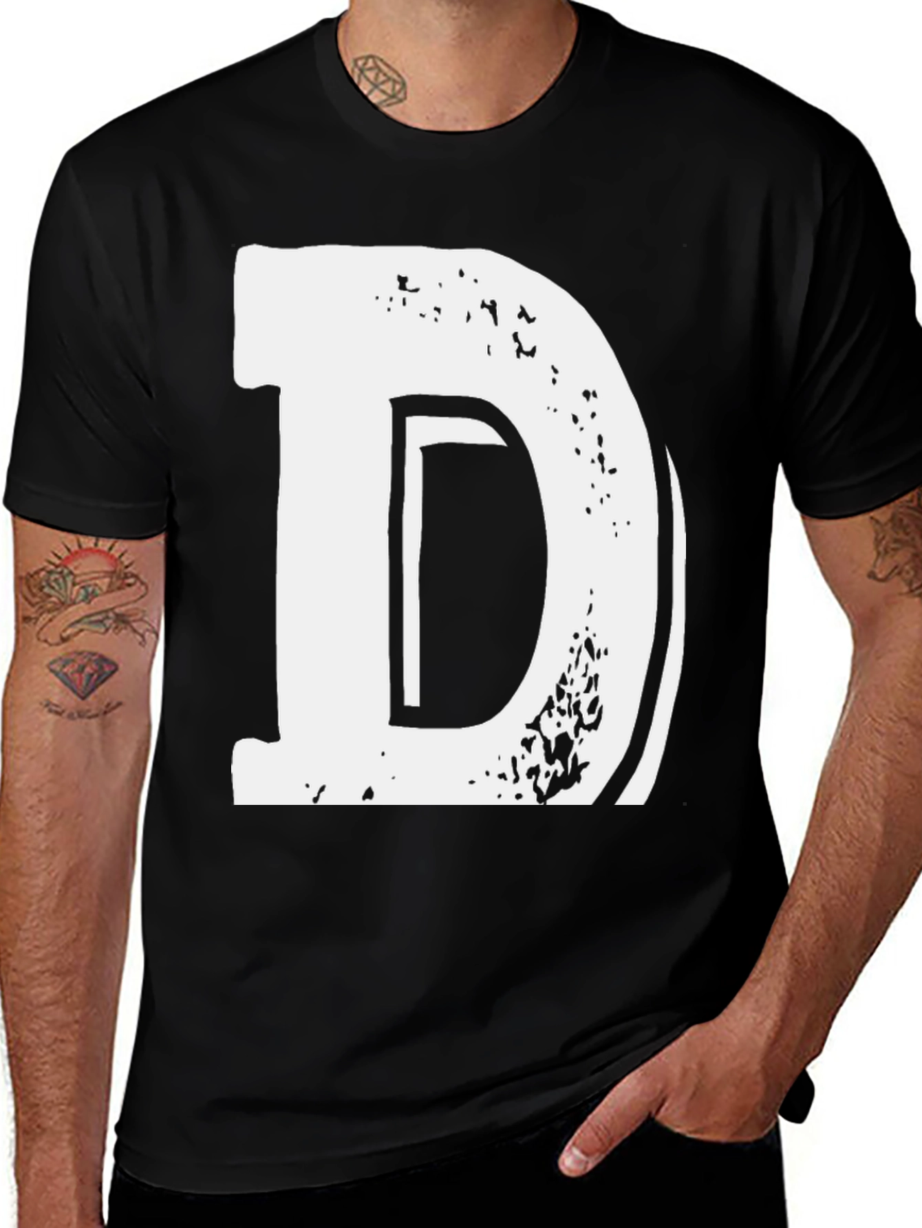 Variant 30 of Bold Letter D Graphic Tee - Casual Black T-Shirt