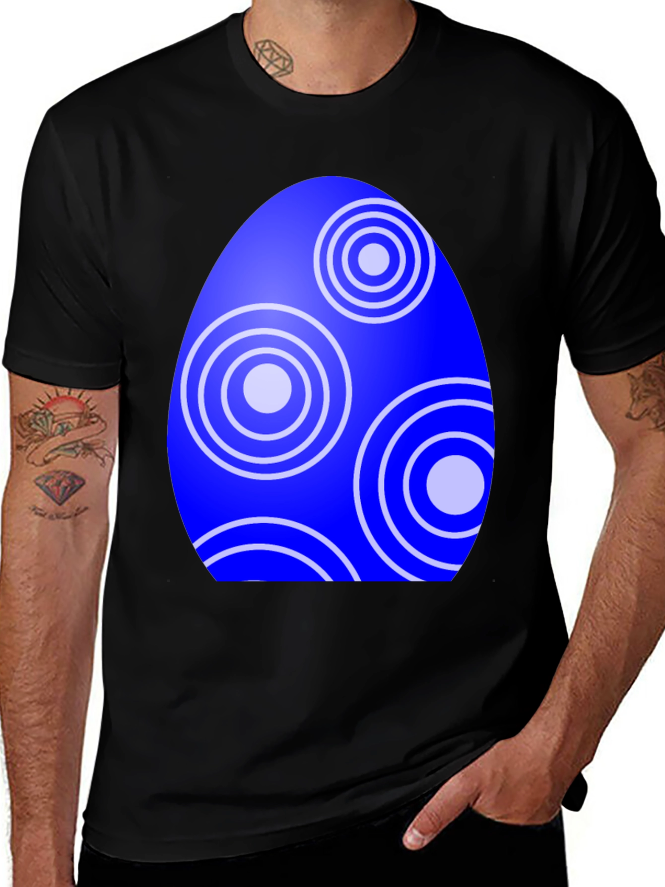 Easter Egg T-Shirt - Circle Pattern Blue Egg