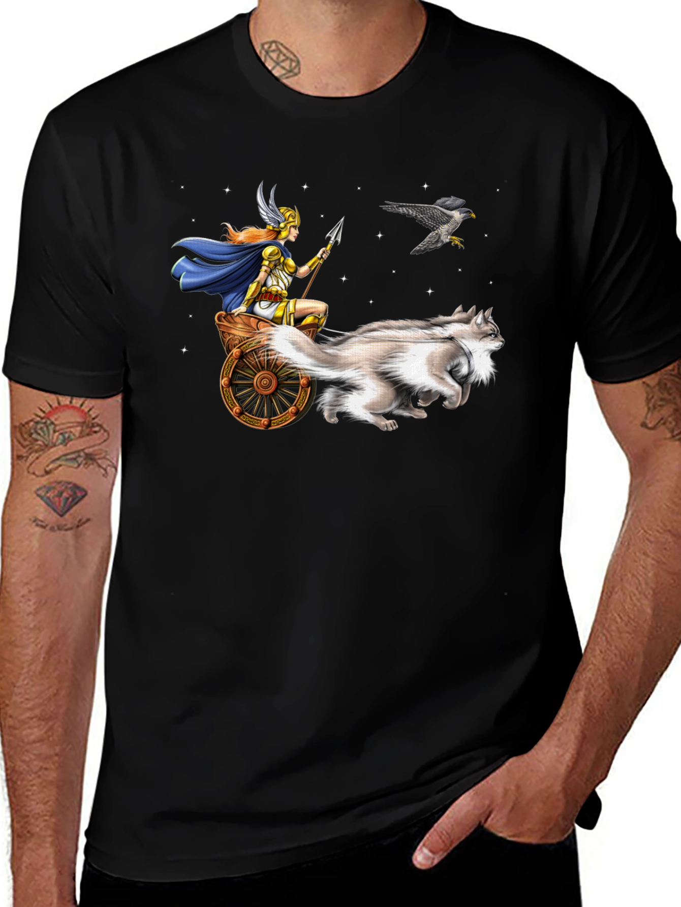 Freya's Chariot T-Shirt: Norse Goddess Pulled by Cats