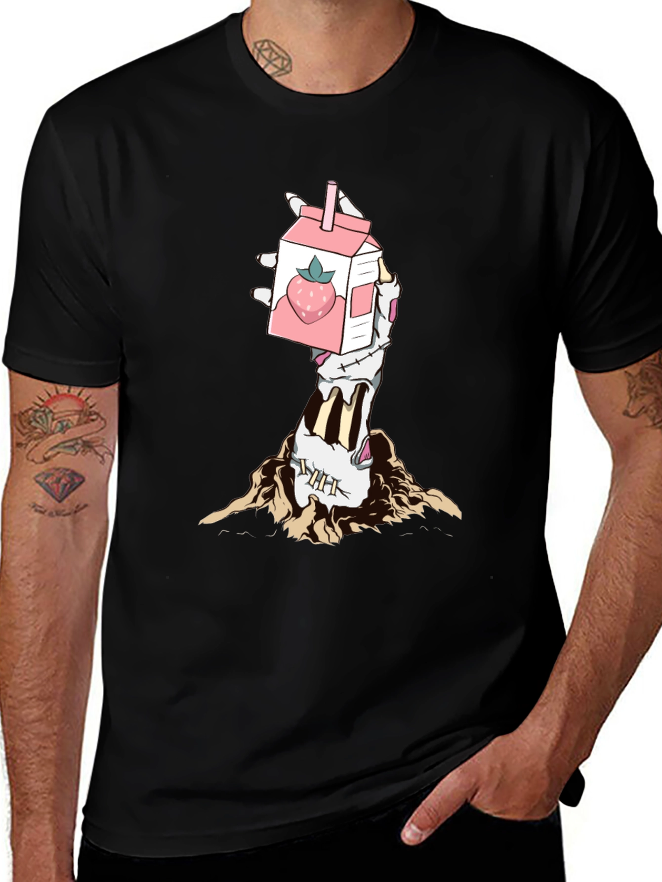 Variant 18 of Zombie Hand Strawberry Milk T-Shirt