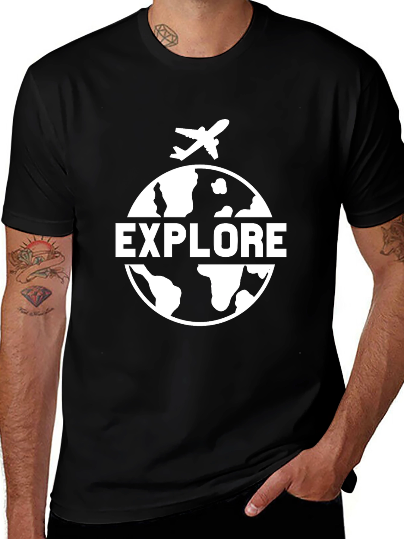 Variant 13 of Explore the World Graphic Tee - Black Travel Shirt