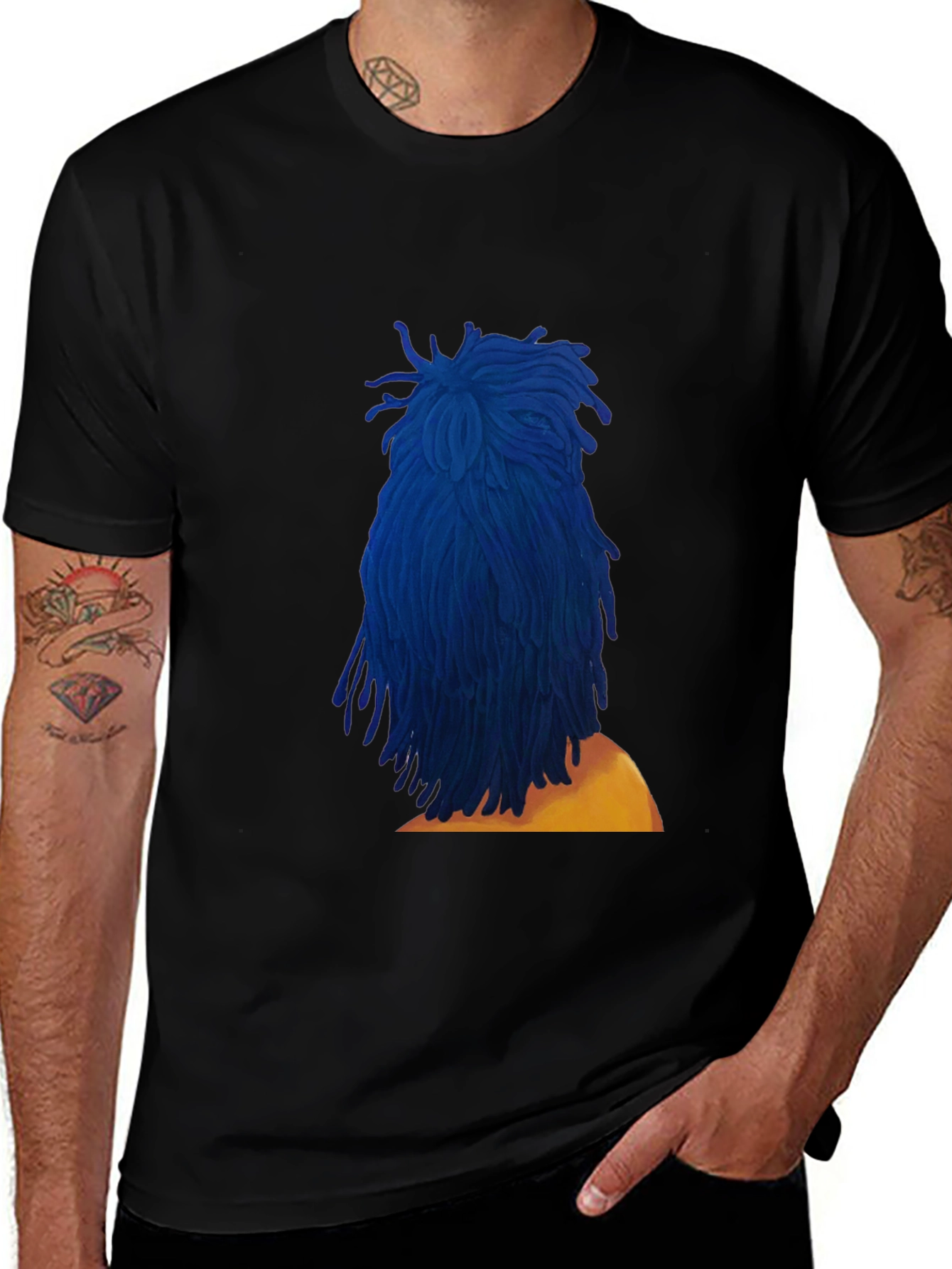 Blue Dreadlocks Graphic T-Shirt - Stylish & Unique