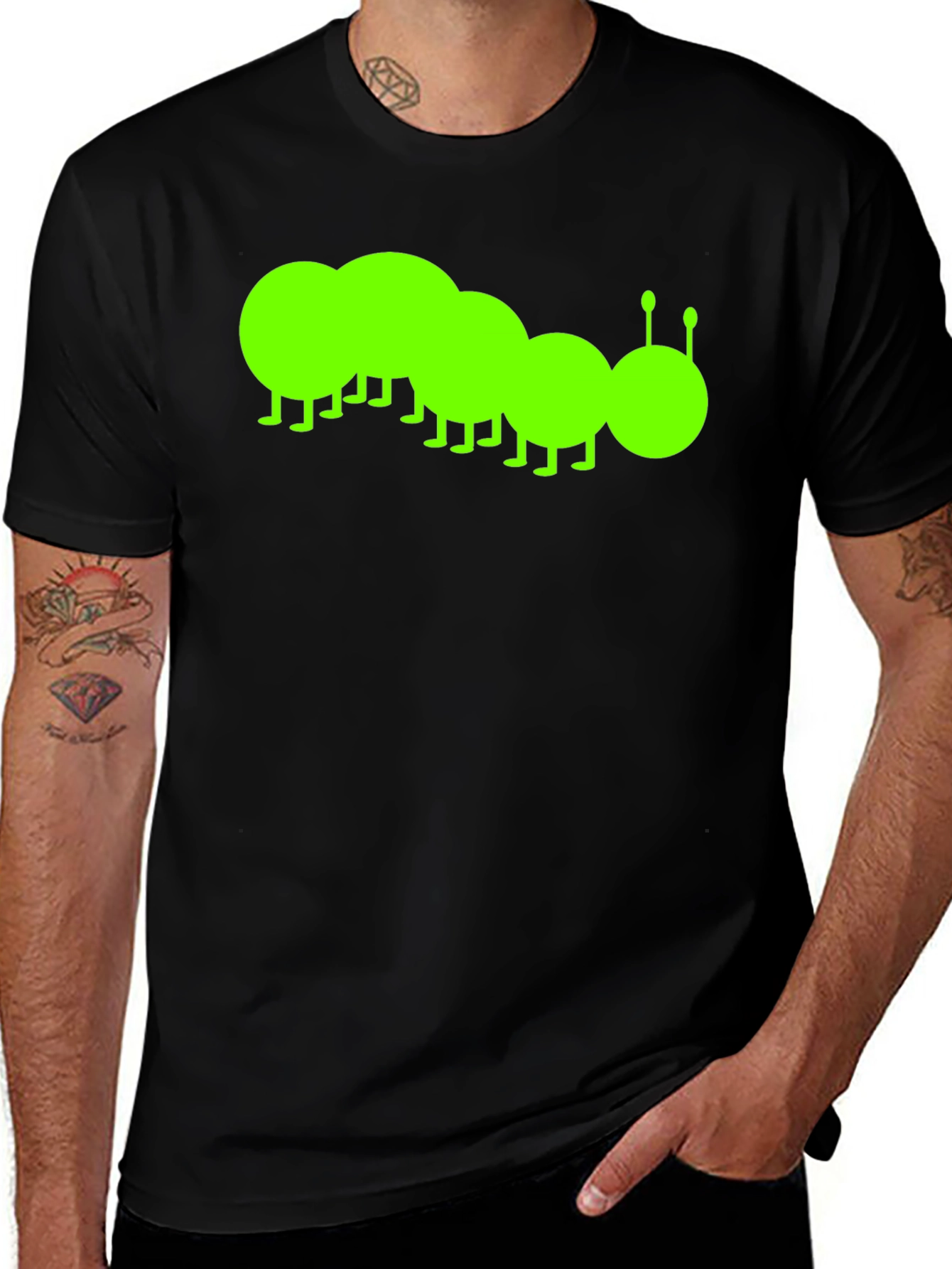 Variant 9 of Caterpillar Graphic Tee - Black Cotton T-Shirt