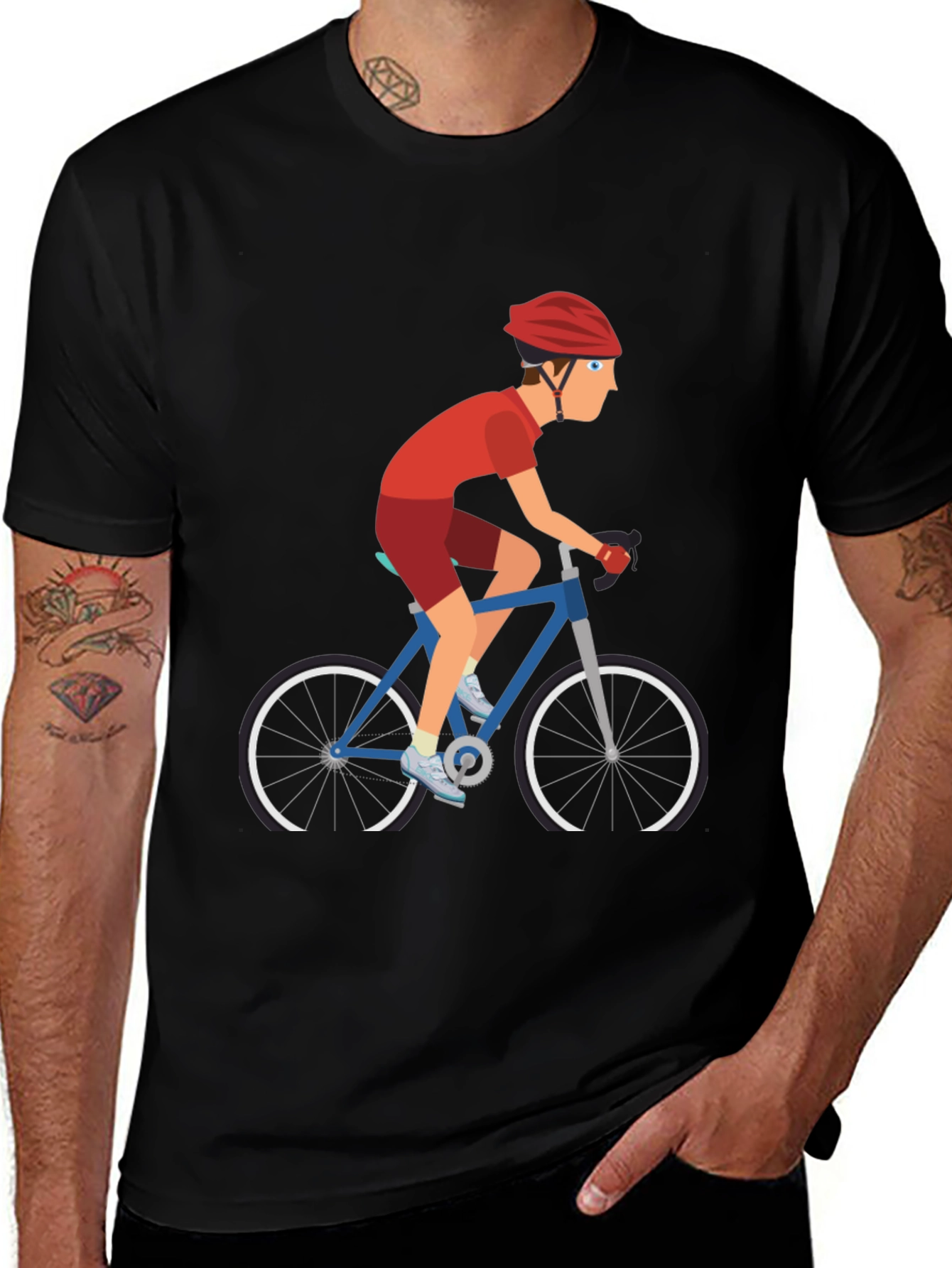 Variant 28 of Cyclist Graphic Tee - Black Cotton T-Shirt