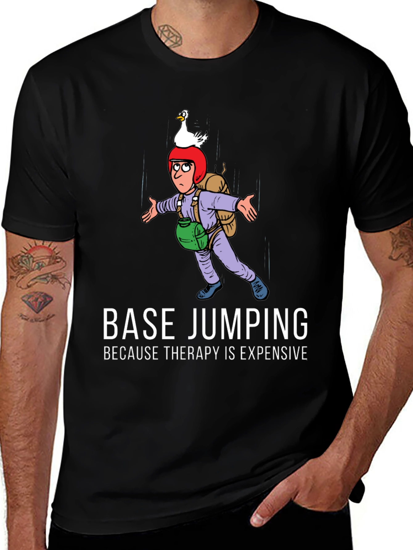 Variant 8 of Base Jumping Therapy Funny Graphic Tee