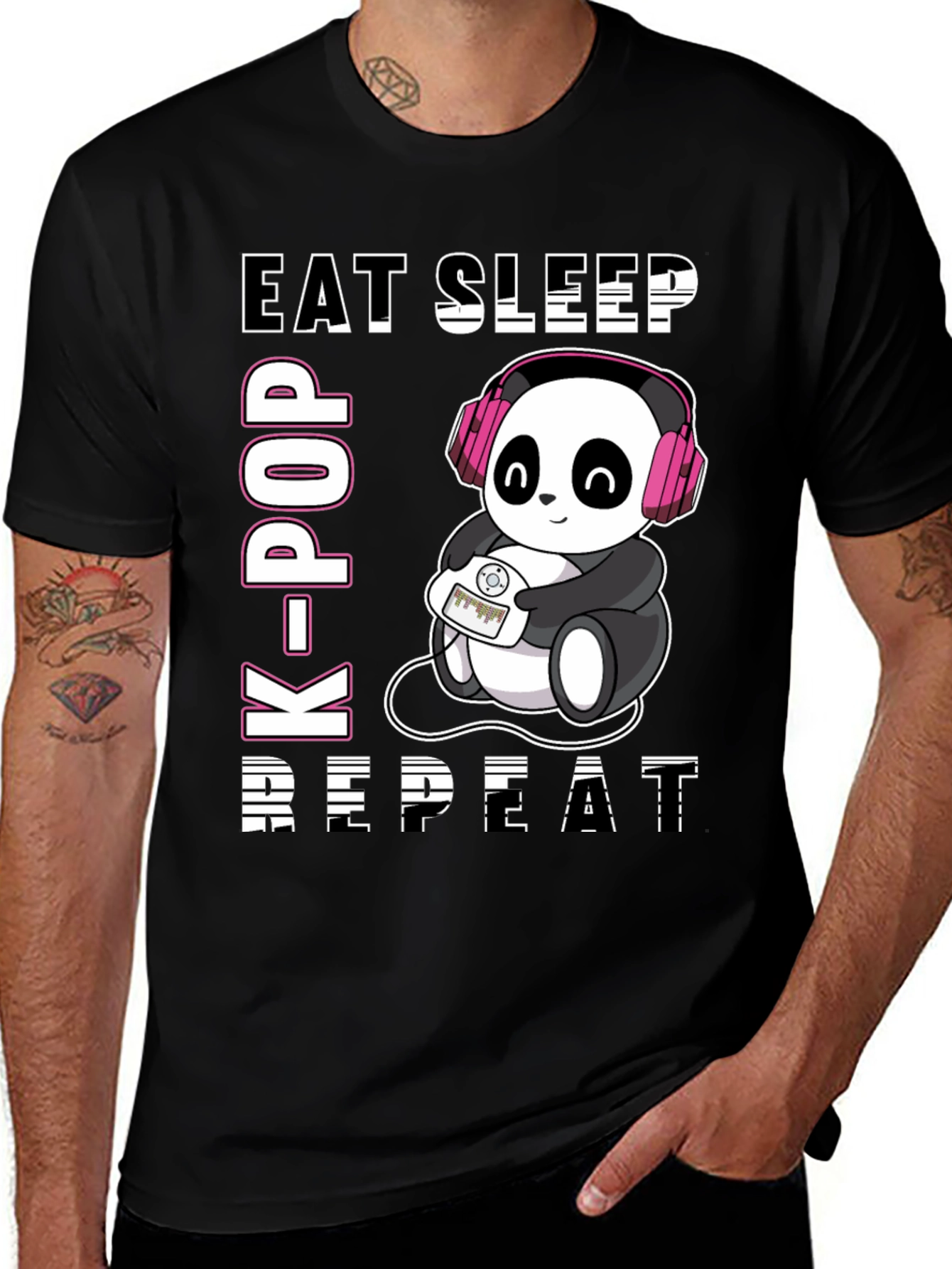 Variant 29 of Eat Sleep K-Pop Repeat Panda T-Shirt