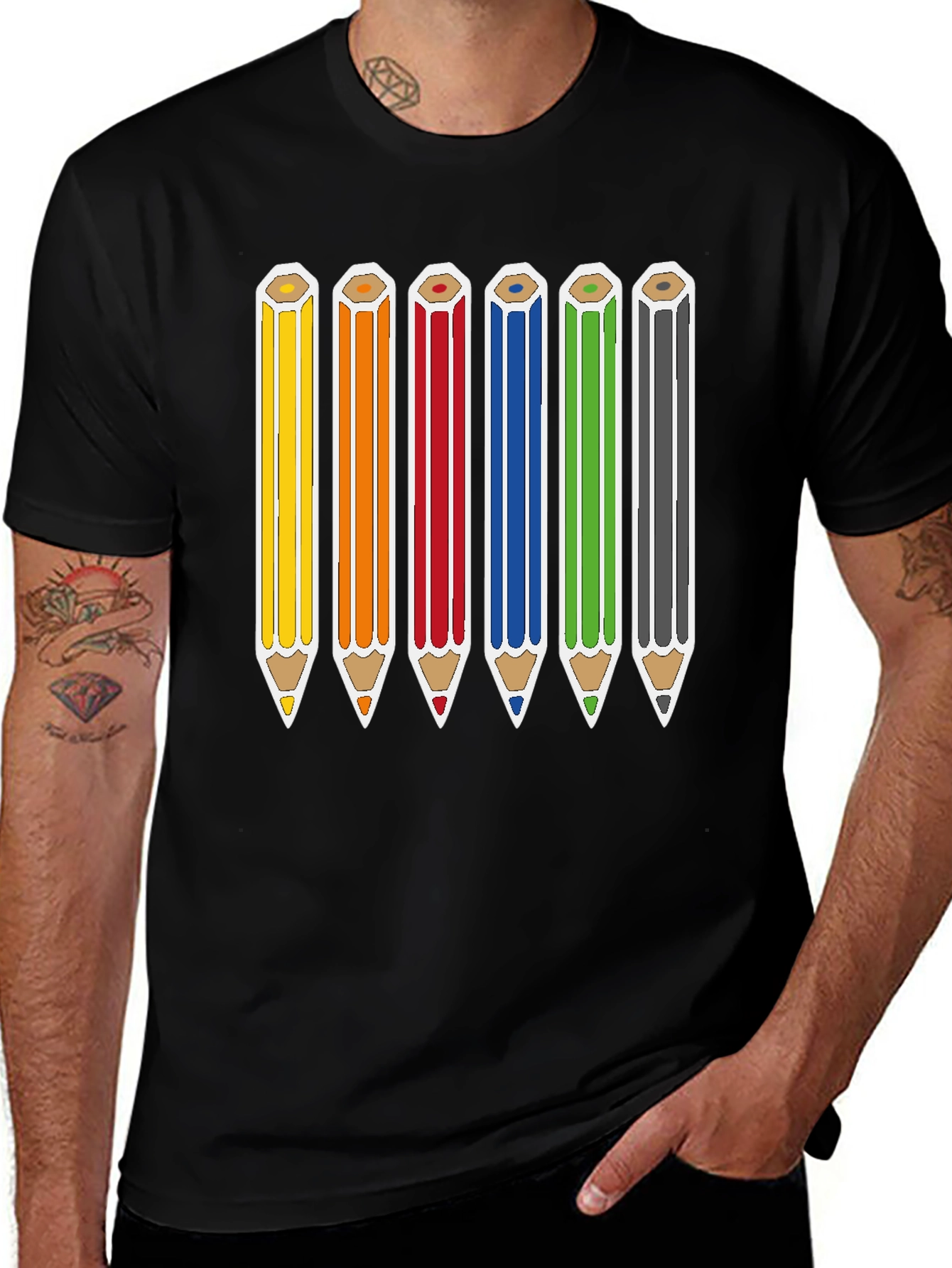 Variant 3 of Rainbow Pencils Graphic Tee - Artist's Essential