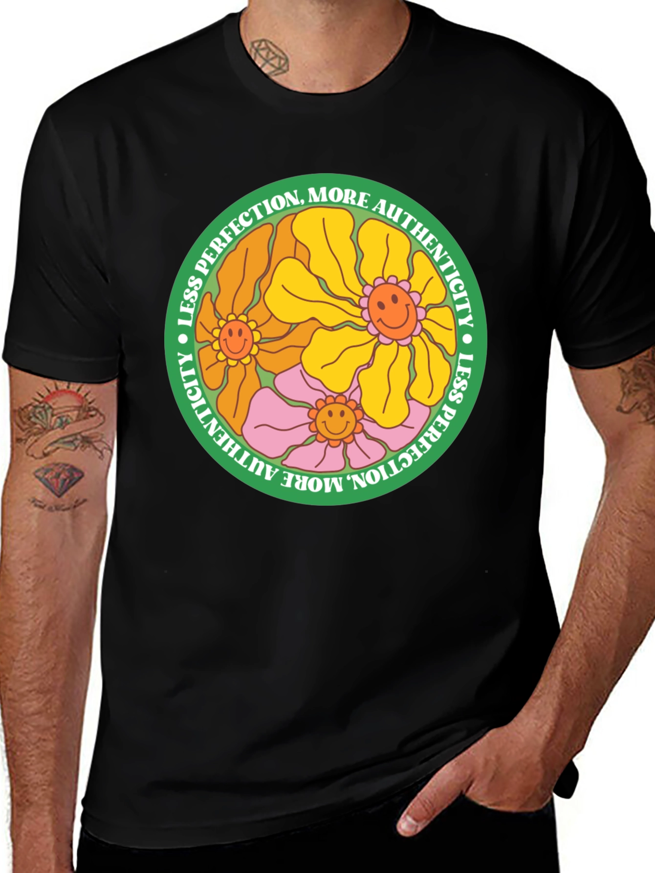 Variant 21 of Authenticity T-Shirt - Flower Power Black Tee