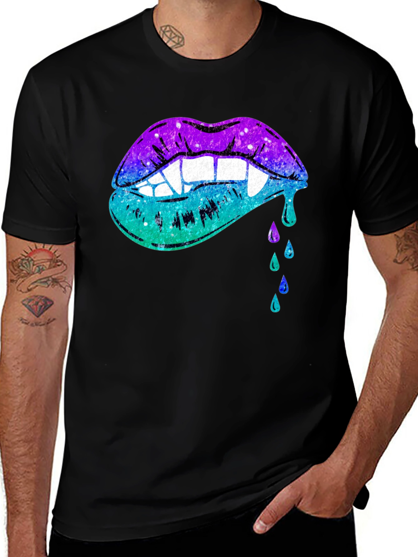 Variant 10 of Galaxy Vampire Lips Black T-Shirt