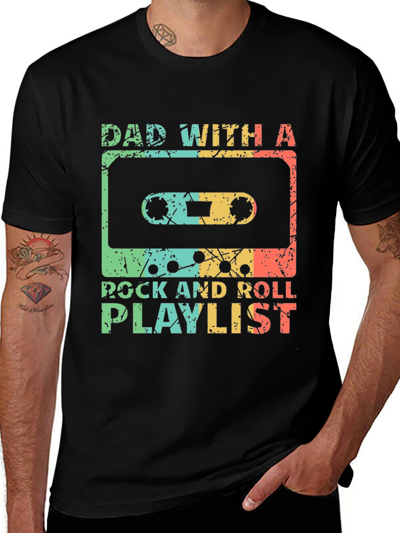 Variant 22 of Dad With A Rock And Roll Playlist Graphic Tee