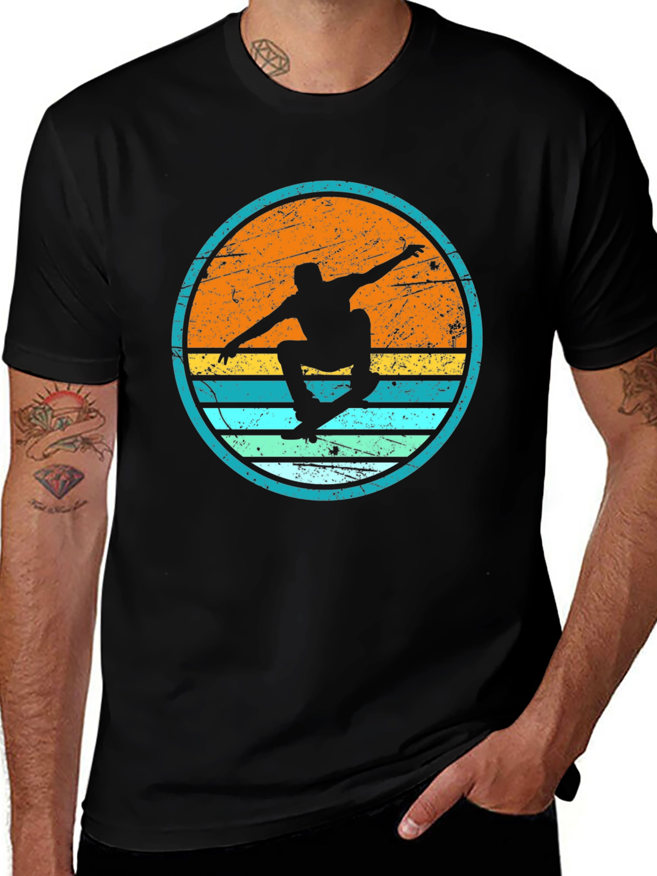 Variant 30 of Retro Skateboarder Silhouette Graphic T-Shirt