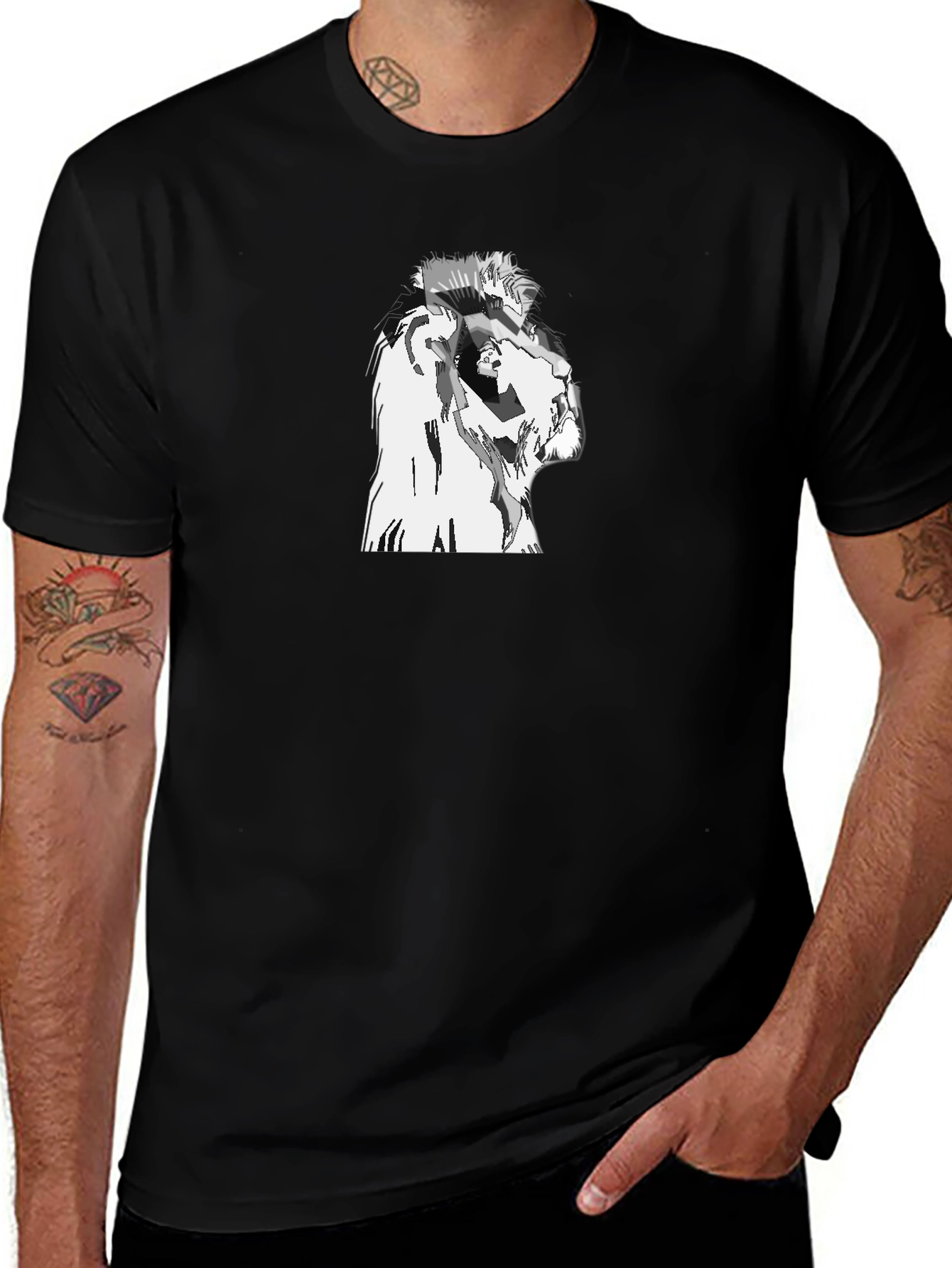 Variant 27 of Lion Graphic Print Men's Black T-Shirt