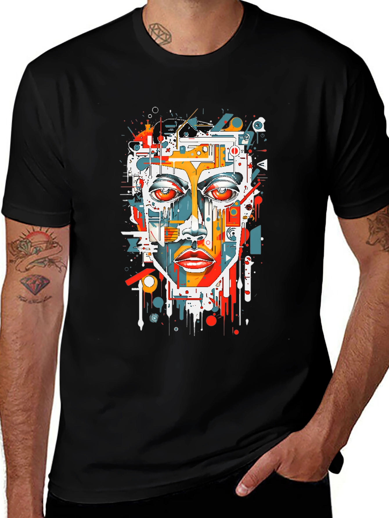 Variant 15 of Abstract Face Graphic Tee - Modern Art T-Shirt