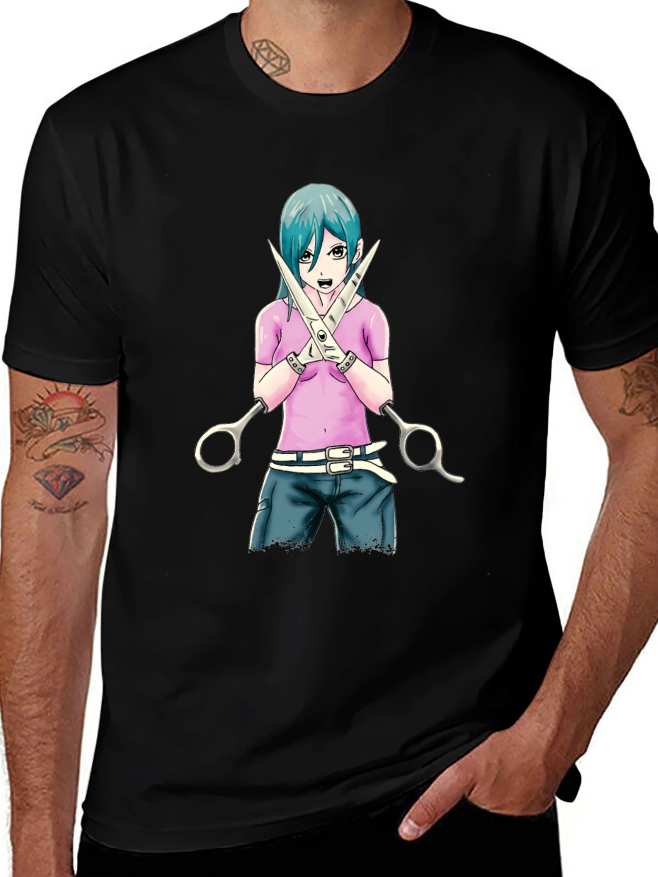Black Anime Girl Graphic T-Shirt - Stylish Cotton Tee main image