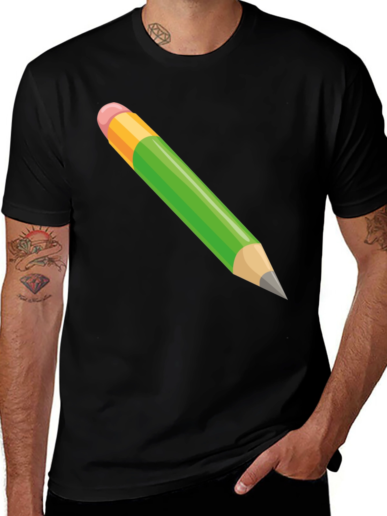 Pencil Graphic Tee - Artistic Black T-Shirt