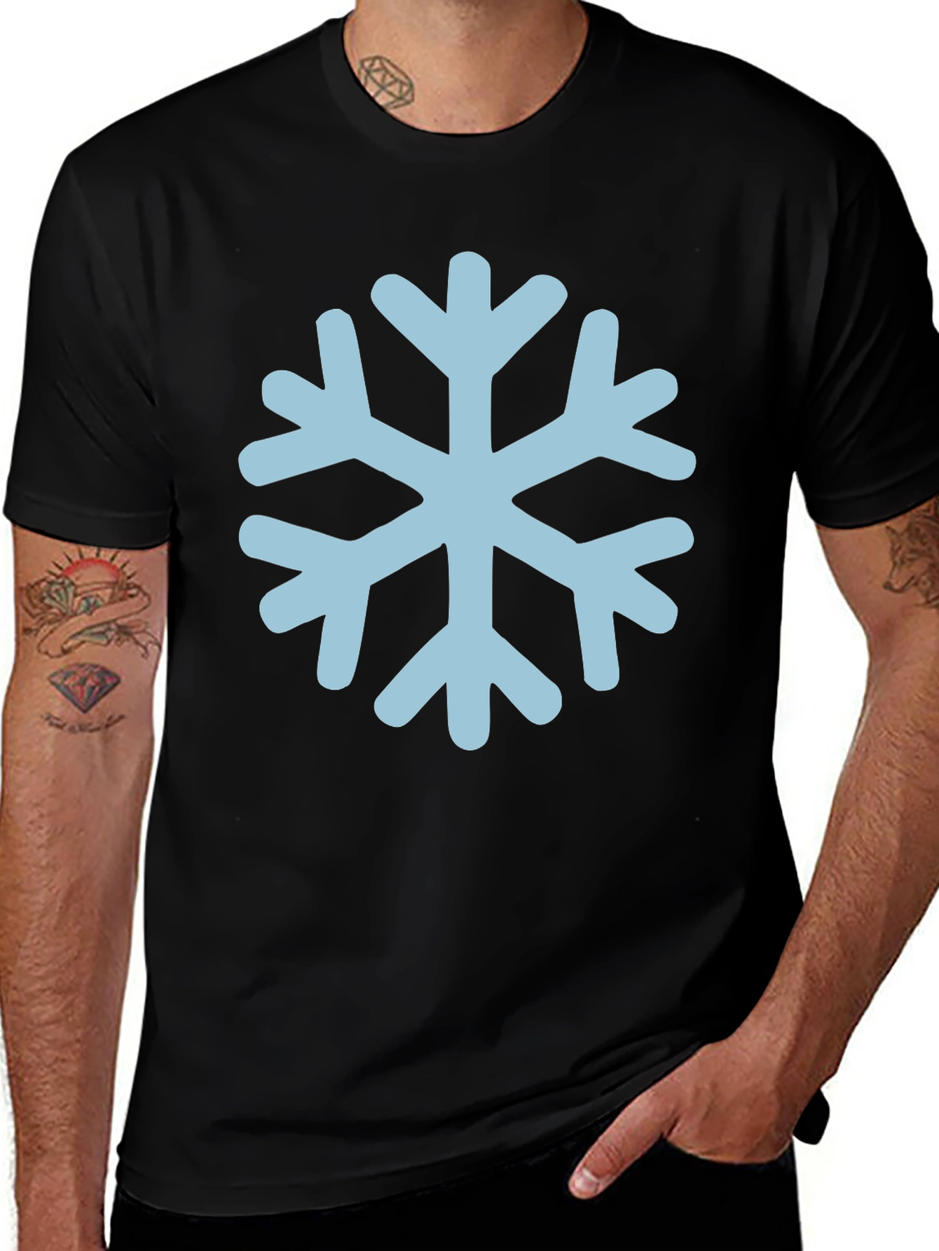 Variant 14 of Snowflake Graphic Black T-Shirt - Winter Style