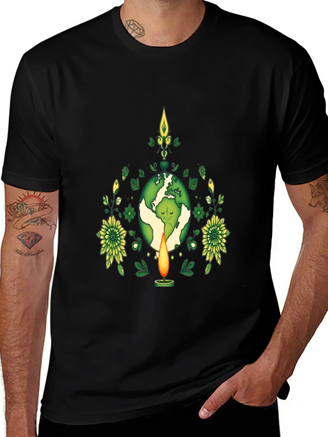 Variant 17 of Earth Candle Graphic Tee - Eco-Friendly Style