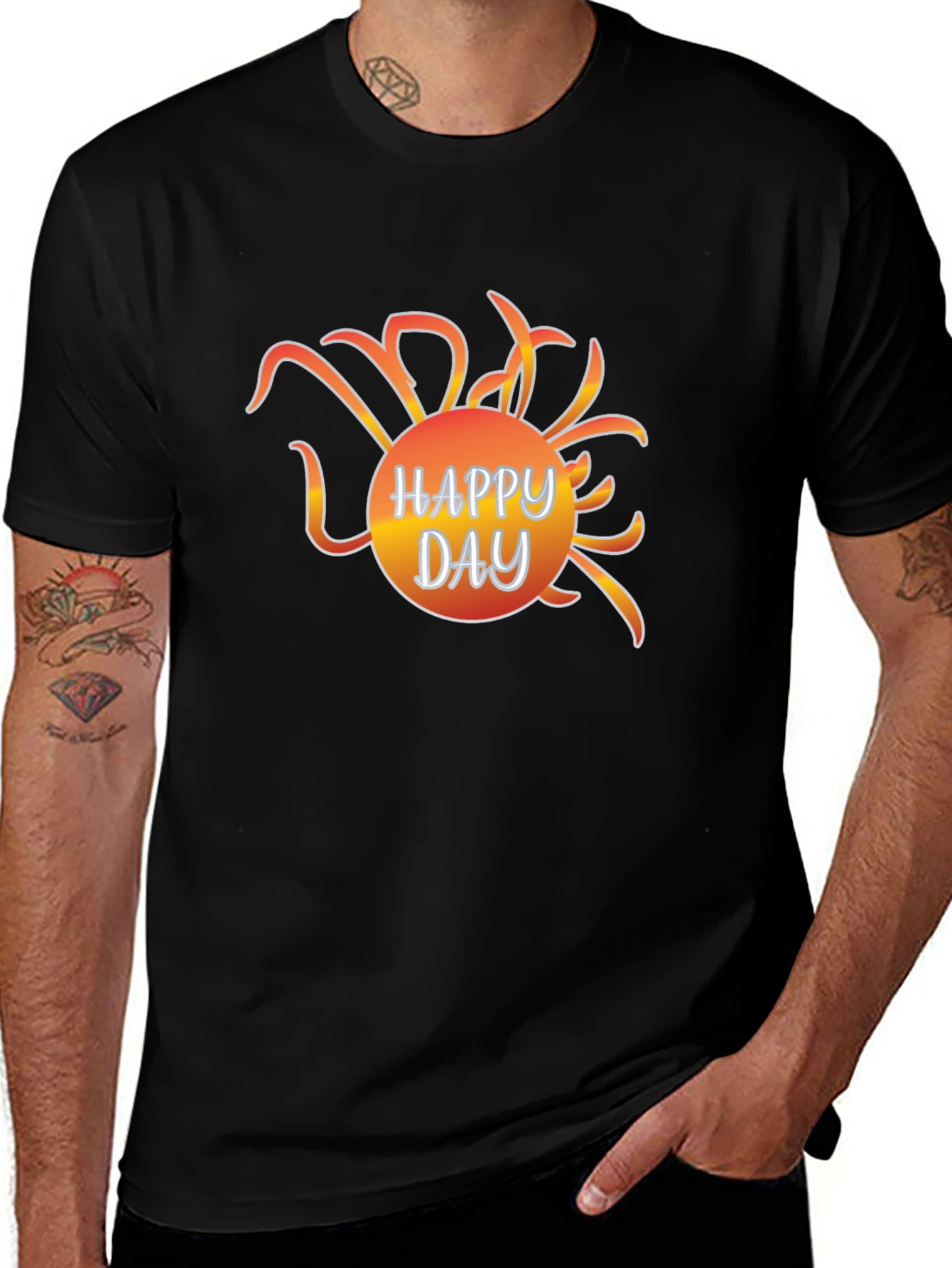 Happy Day Graphic Tee - Black Casual T-Shirt
