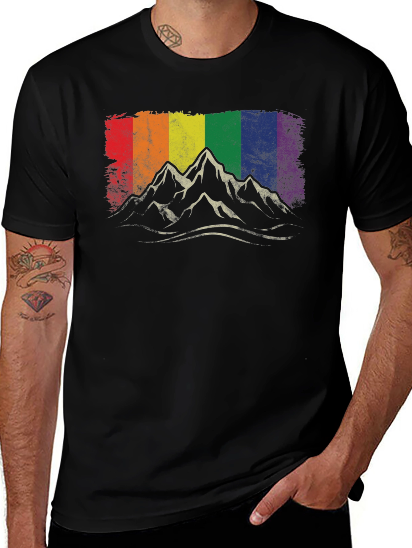Variant 25 of Pride Mountain T-Shirt - Rainbow Peaks Graphic Tee