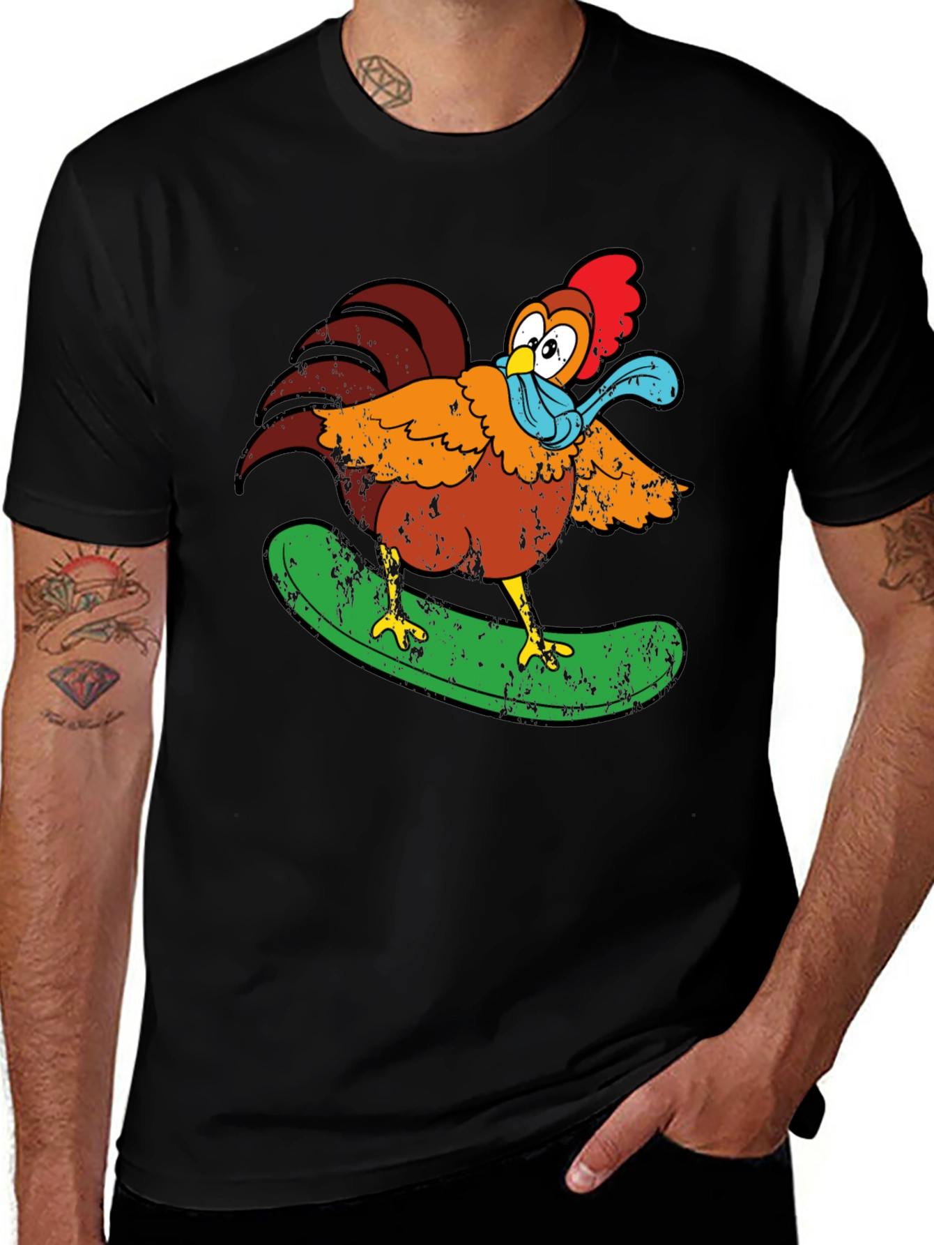 Variant 4 of Cool Chicken Surfer Graphic T-Shirt