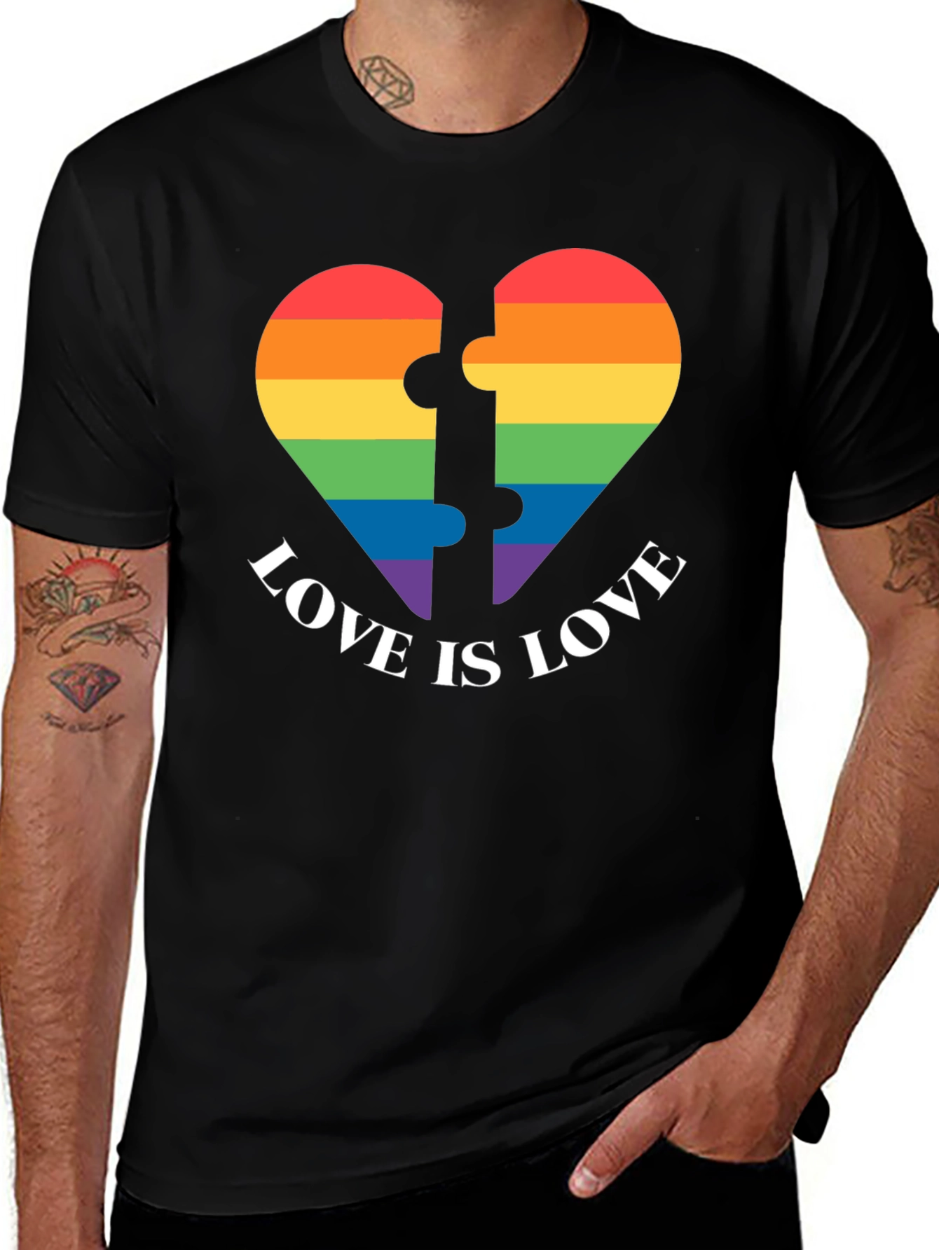 Love Is Love Rainbow Heart Puzzle T-Shirt
