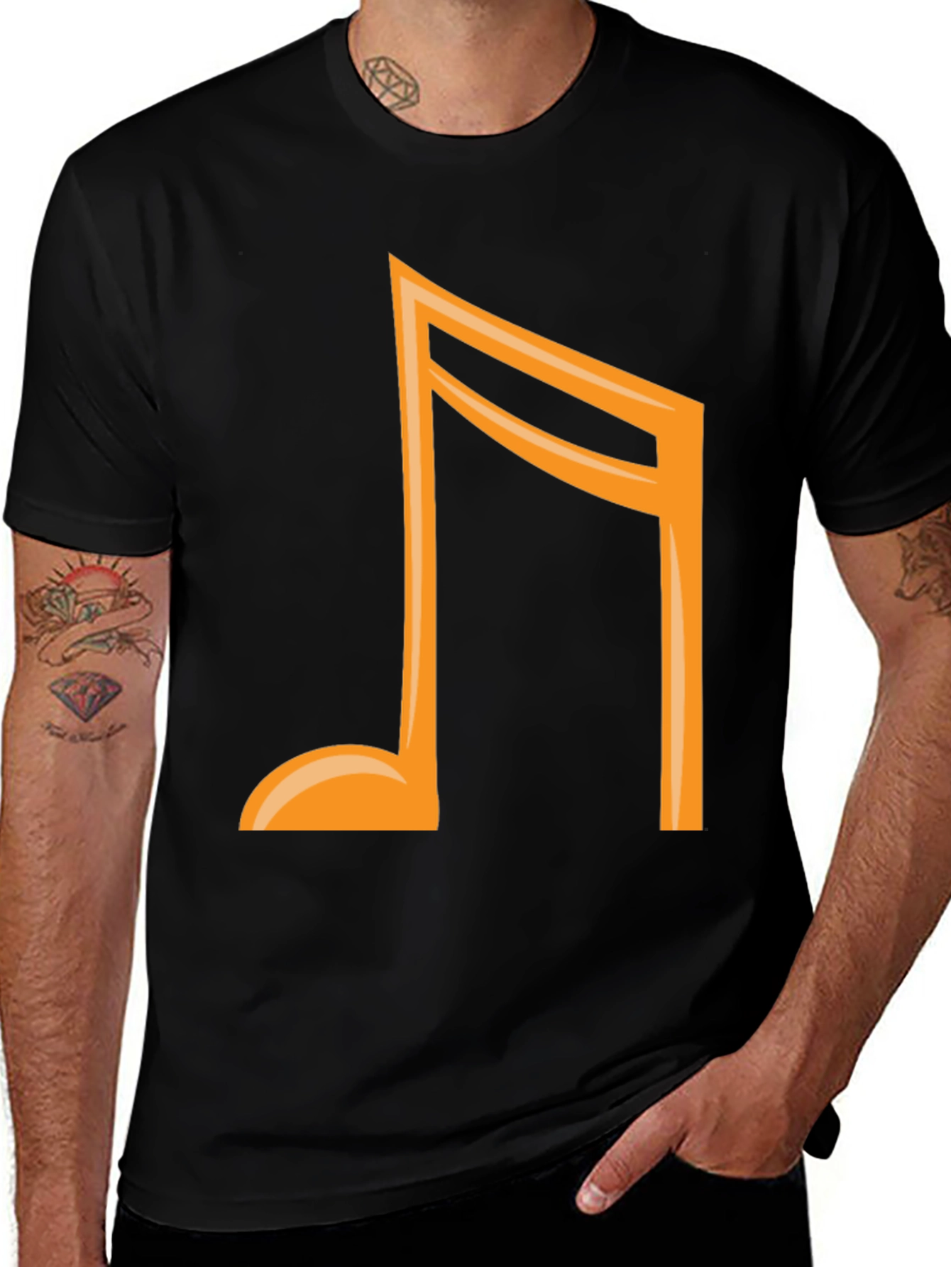 Musical Note Graphic Tee - Black Cotton T-Shirt
