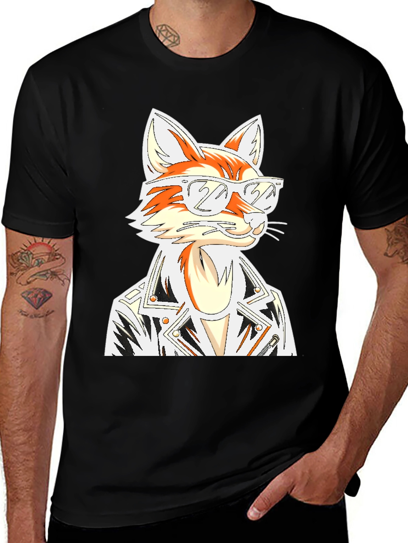 Variant 5 of Cool Fox Graphic T-Shirt - Black