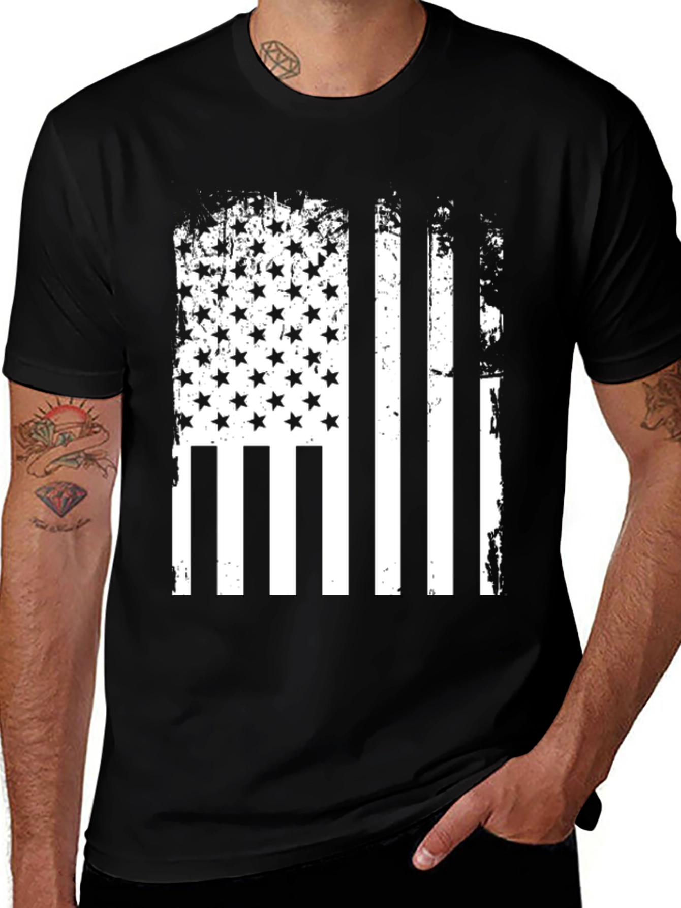 Variant 12 of Distressed American Flag Graphic Tee