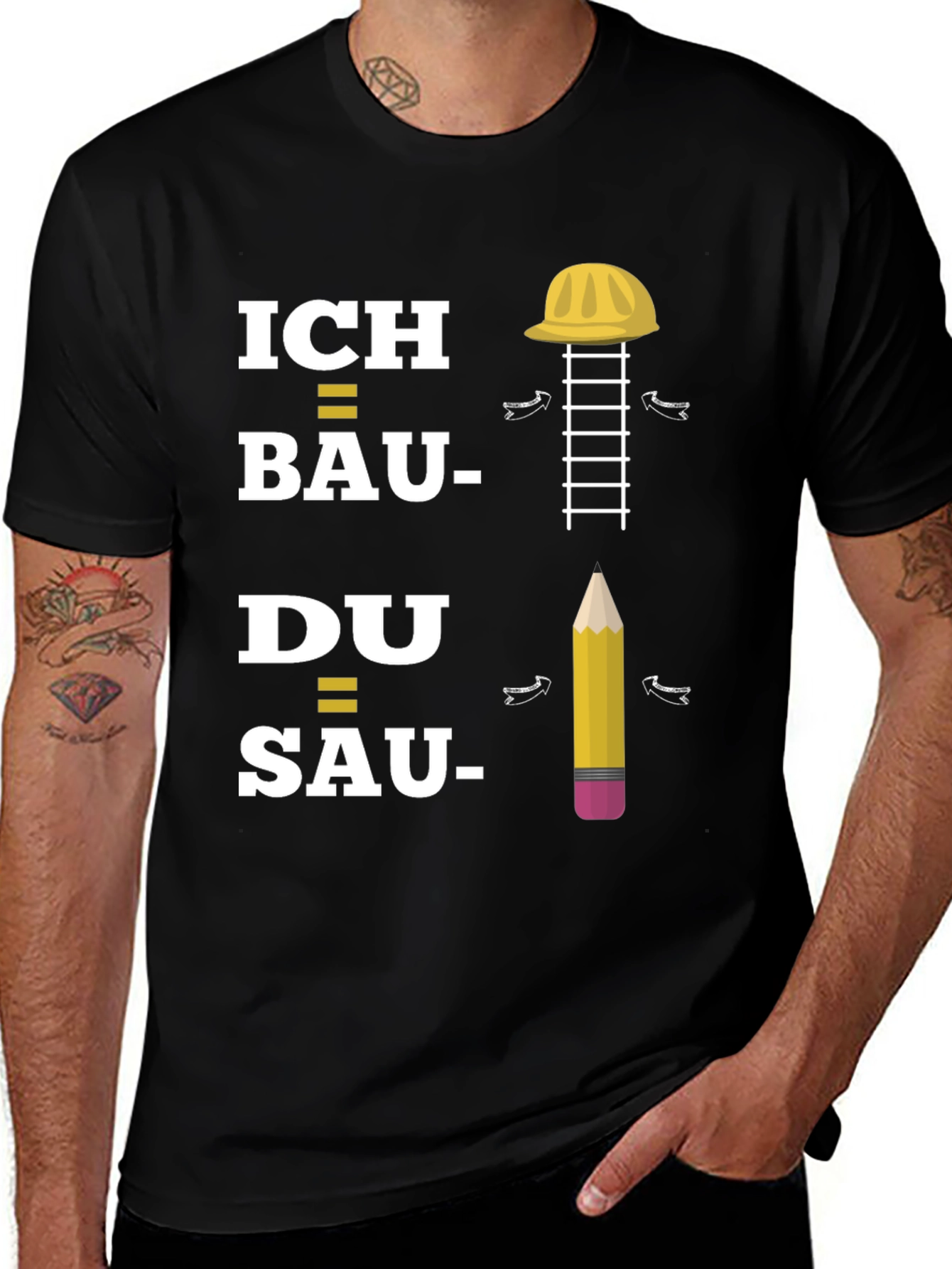 Black Construction T-Shirt: Ich Bau, Du Sau main image