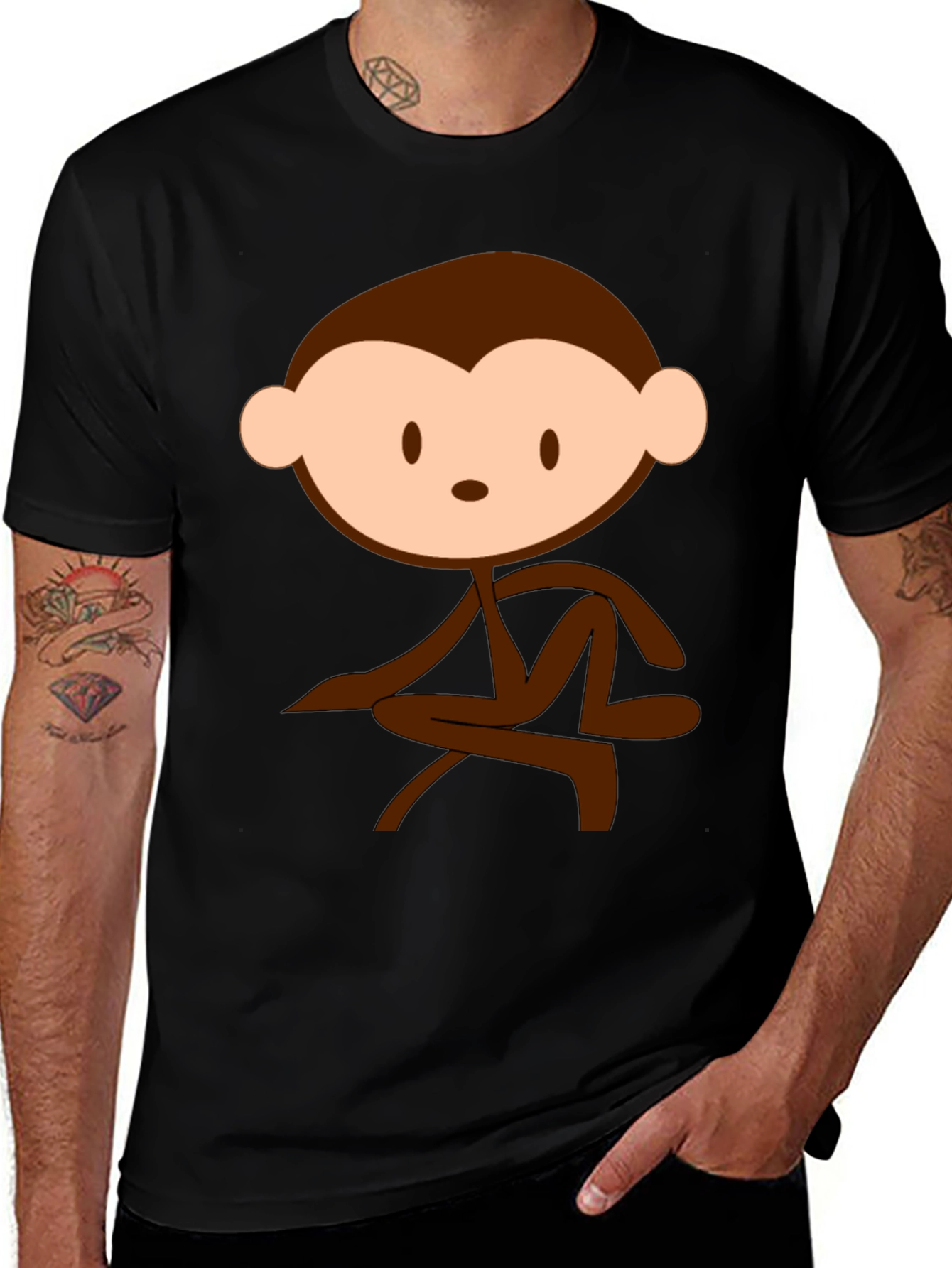 Variant 18 of Monkey Graphic Black Tee - Fun & Casual